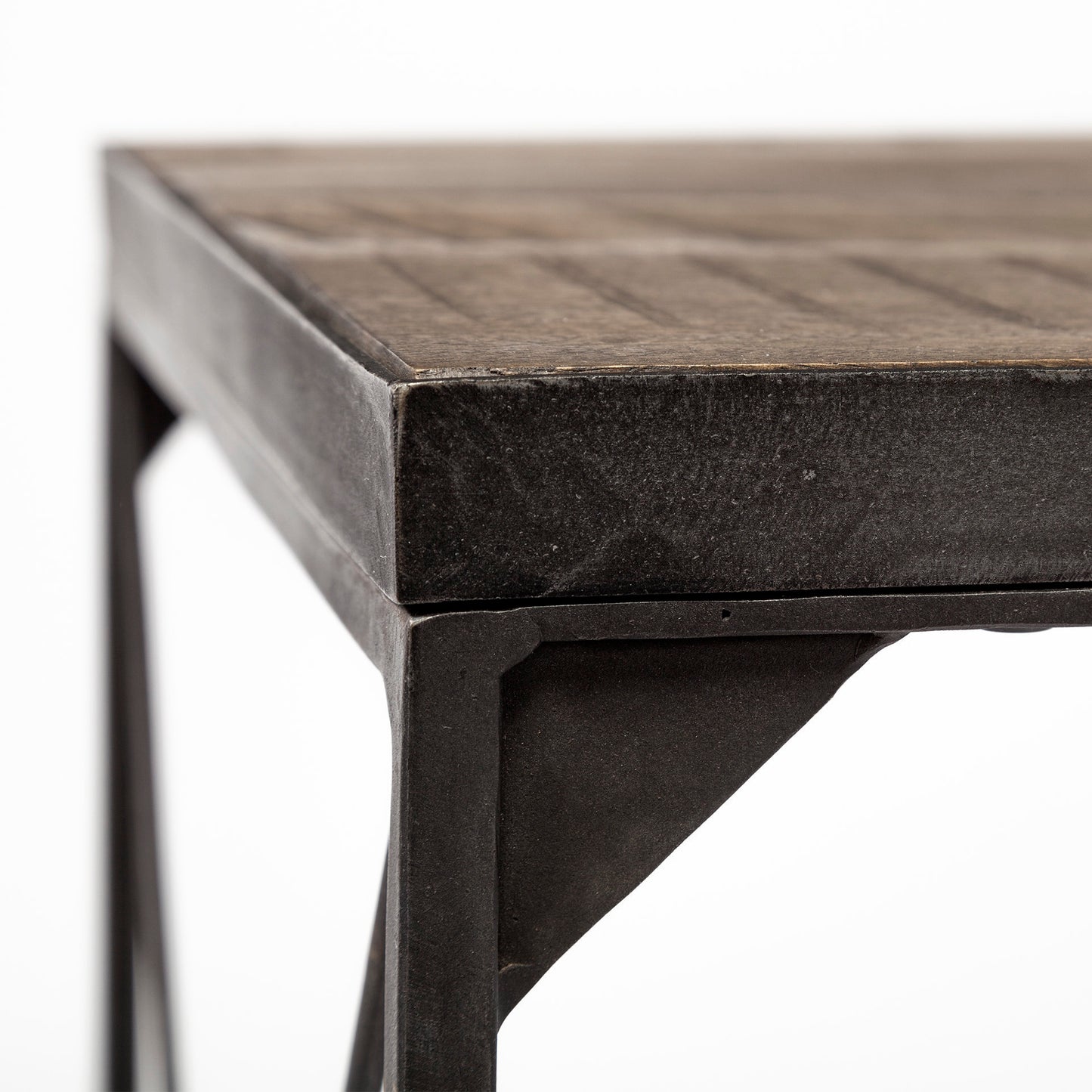 Trestman End Side Table Medium Brown Wood | Black Iron - end-and-side-tables