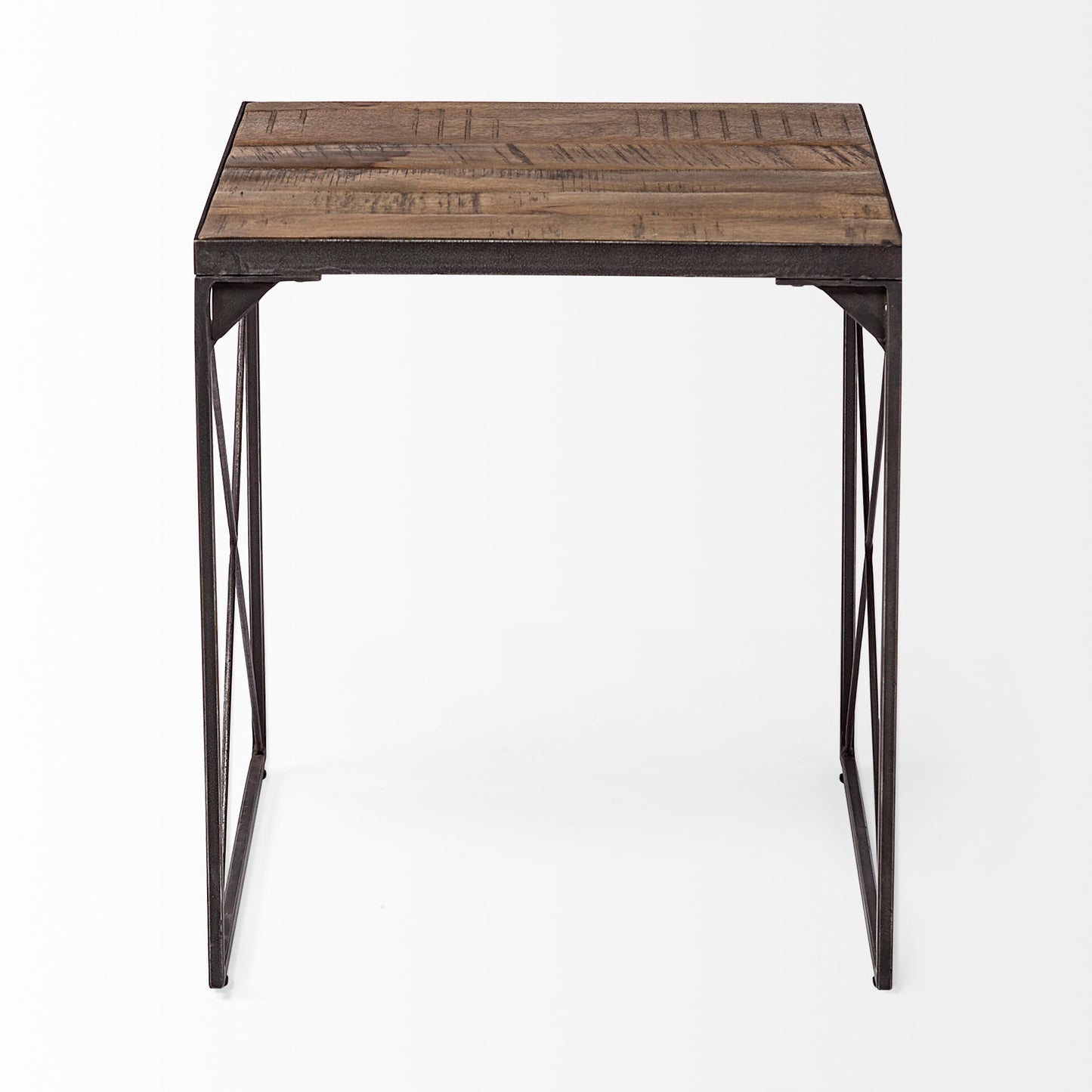Trestman End Side Table Medium Brown Wood | Black Iron - end-and-side-tables