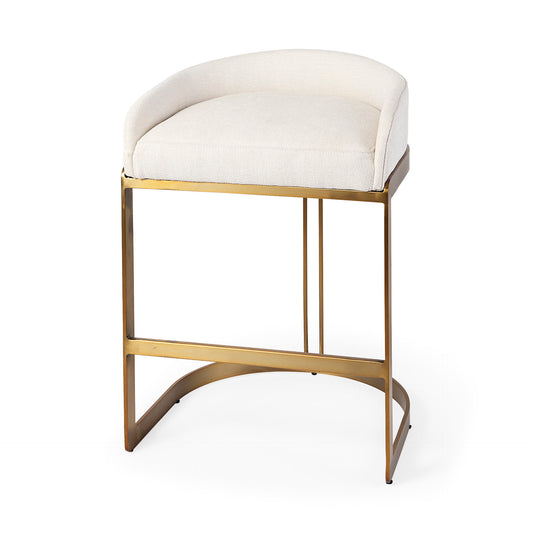 Hollyfield Upholsterd Seat Bar Counter Stool Cream Fabric | Gold Metal | Counter - bar-stools