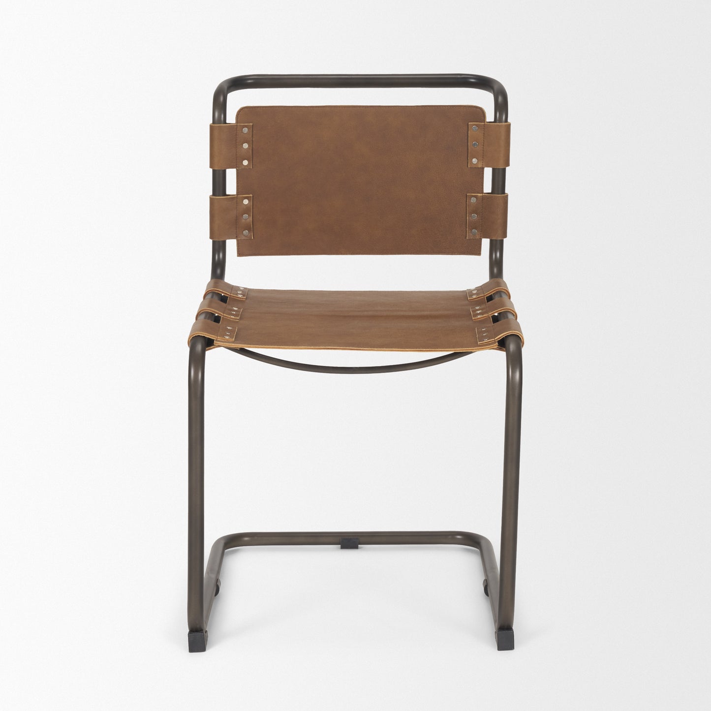 Berbick Dining Chair Brown Leather |Black Metal - dining-chairs