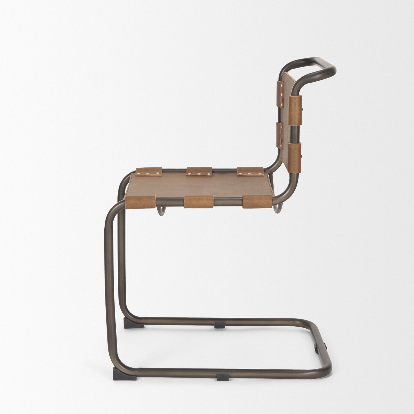 Berbick Dining Chair Brown Leather |Black Metal - dining-chairs