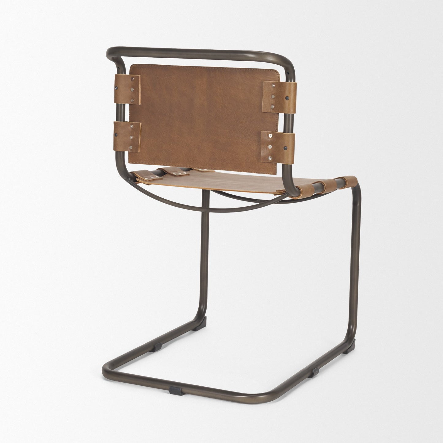 Berbick Dining Chair Brown Leather |Black Metal - dining-chairs