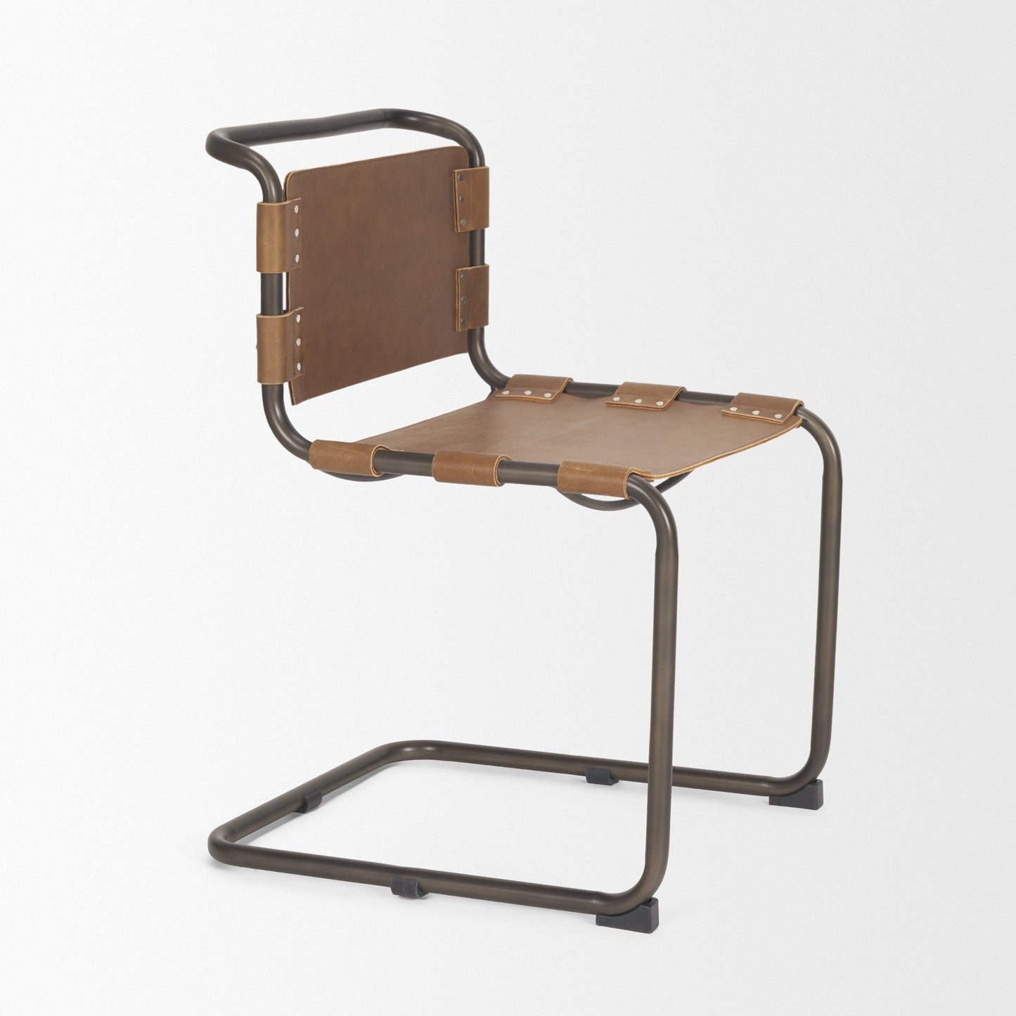 Berbick Dining Chair Brown Leather |Black Metal - dining-chairs