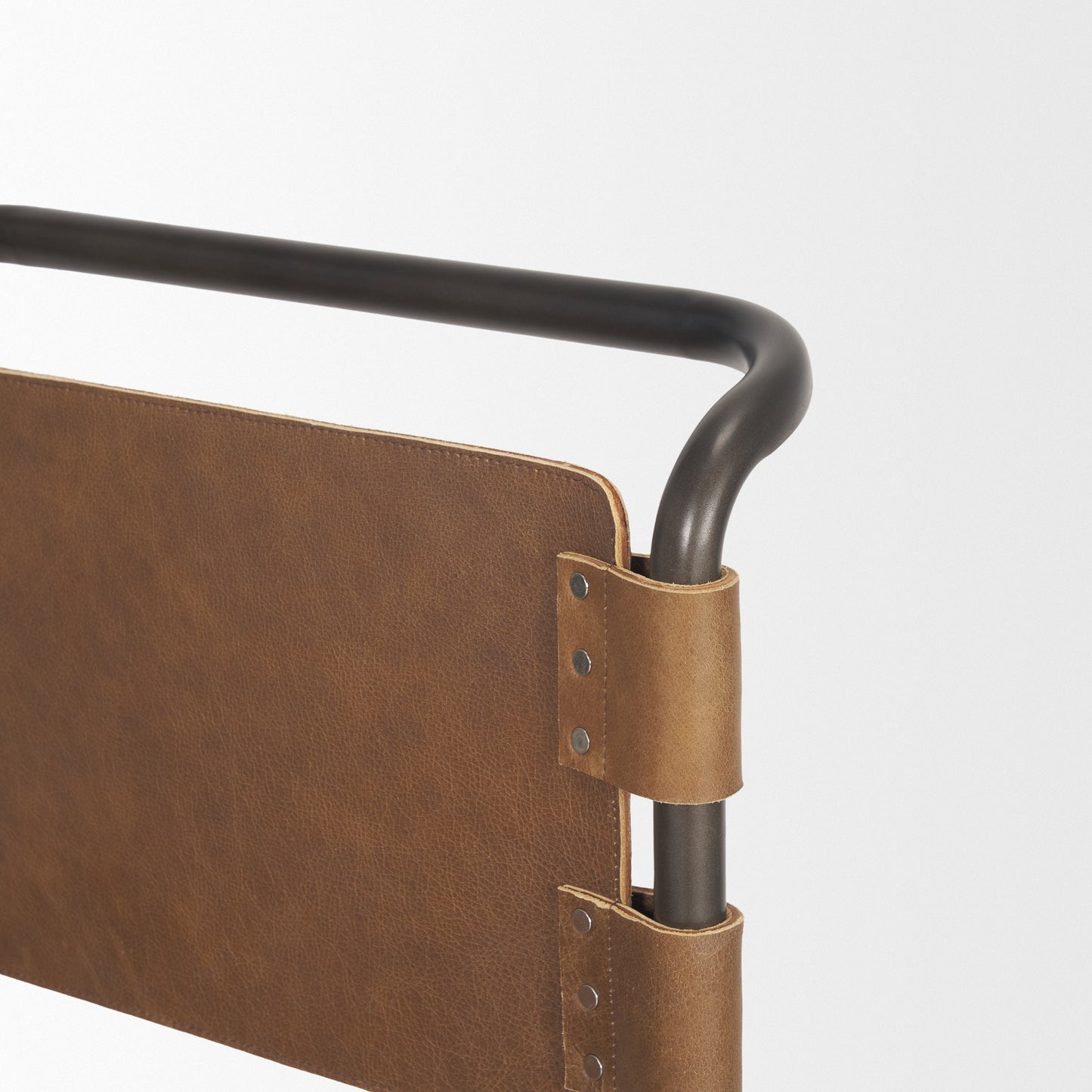 Berbick Dining Chair Brown Leather |Black Metal - dining-chairs