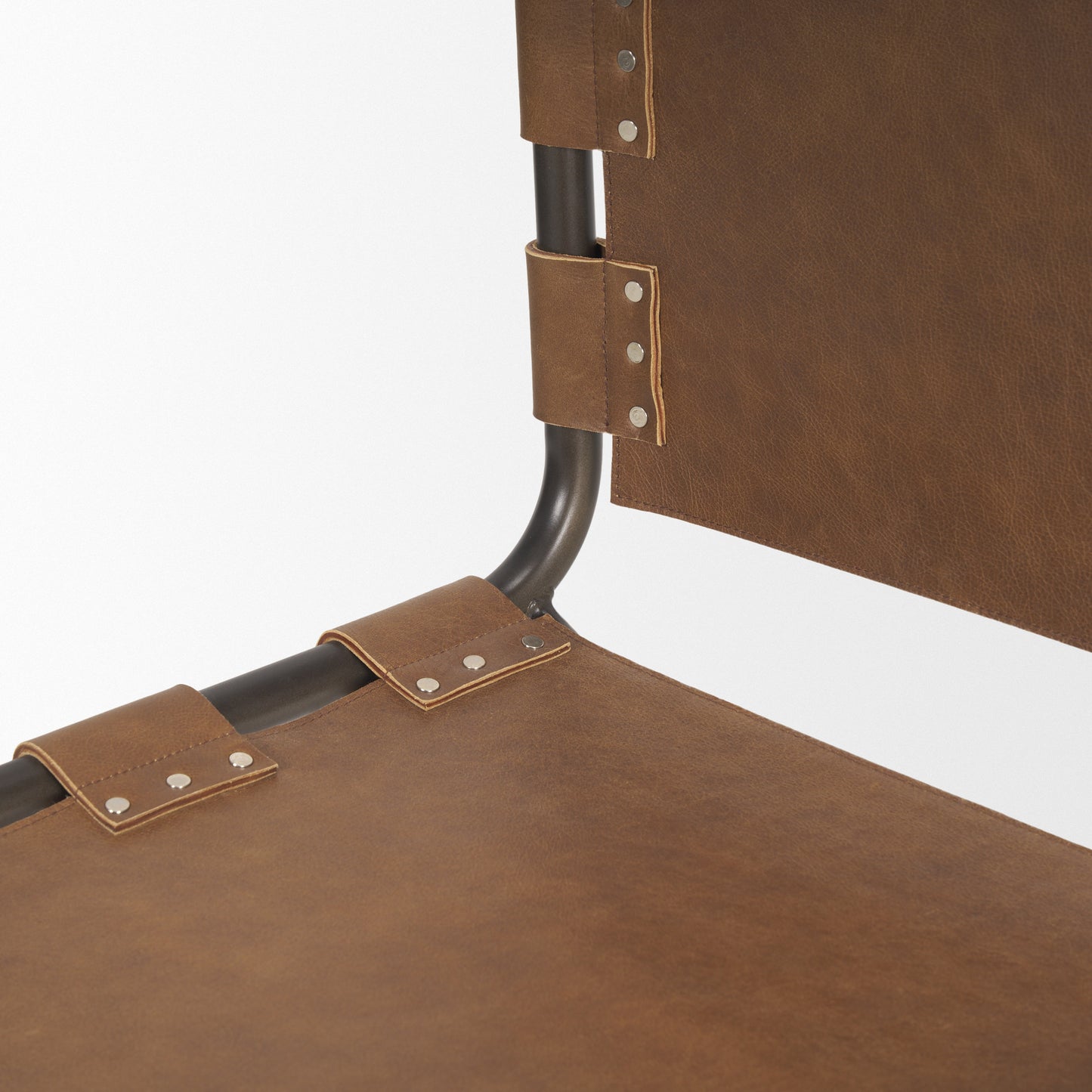 Berbick Dining Chair Brown Leather |Black Metal - dining-chairs