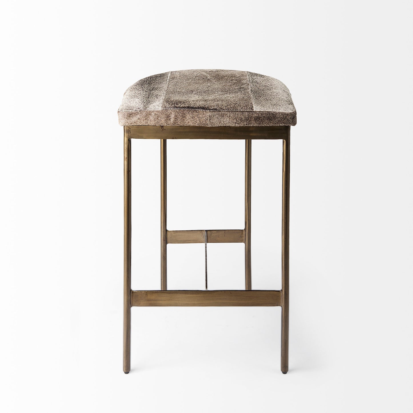 Millie Hide Seat Bar Counter Stool Gray Hair-On-Hide | Gold Metal | Counter - bar-stools