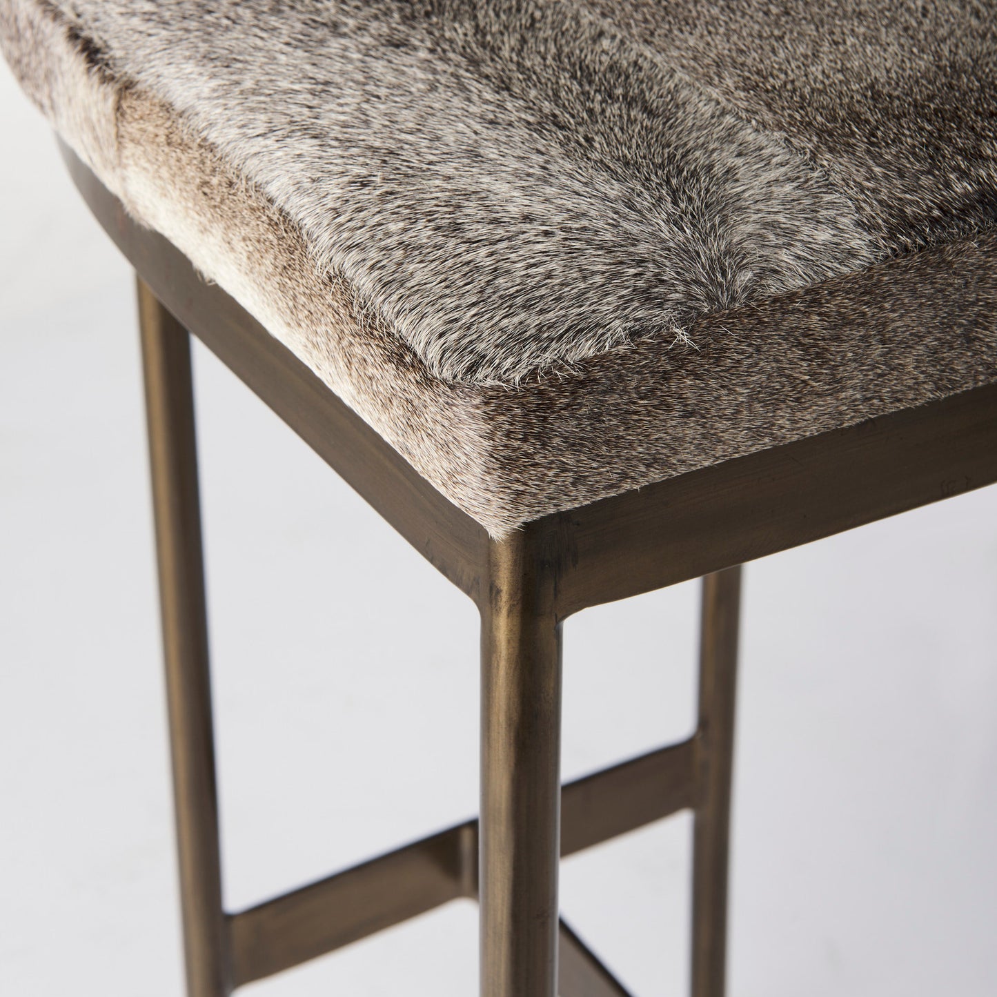 Millie Hide Seat Bar Counter Stool Gray Hair-On-Hide | Gold Metal | Counter - bar-stools