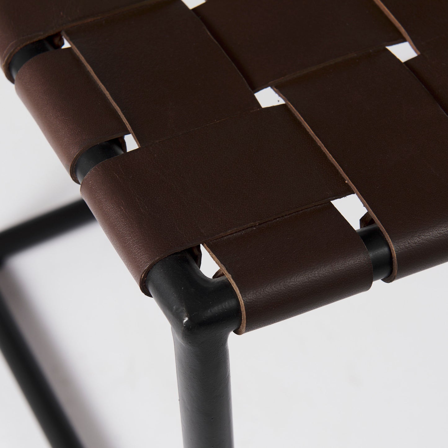 Clarissa Bench Brown Leather | Black Metal - benches