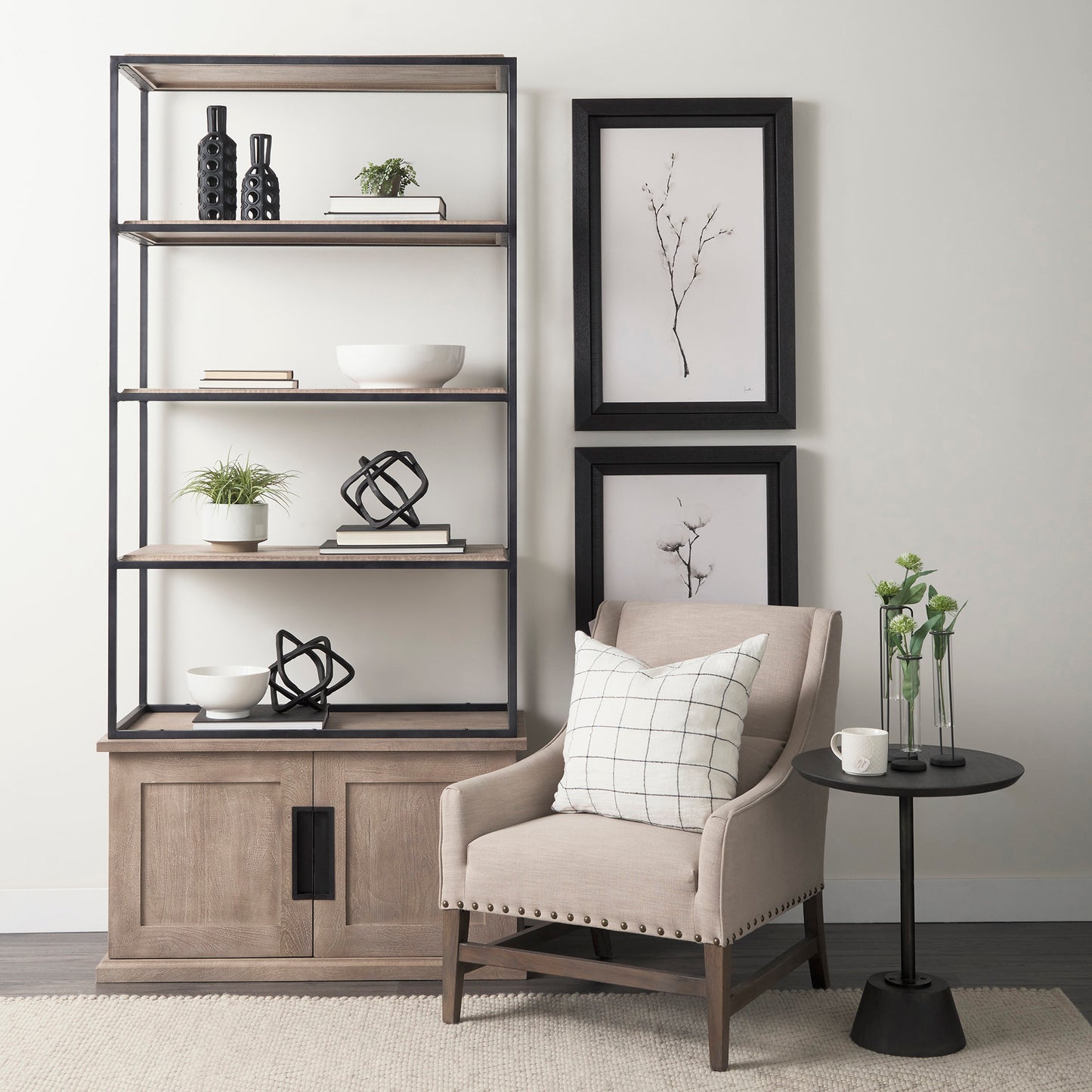 Maxwell End Side Table Dark Brown Wood | Black Metal - end-and-side-tables
