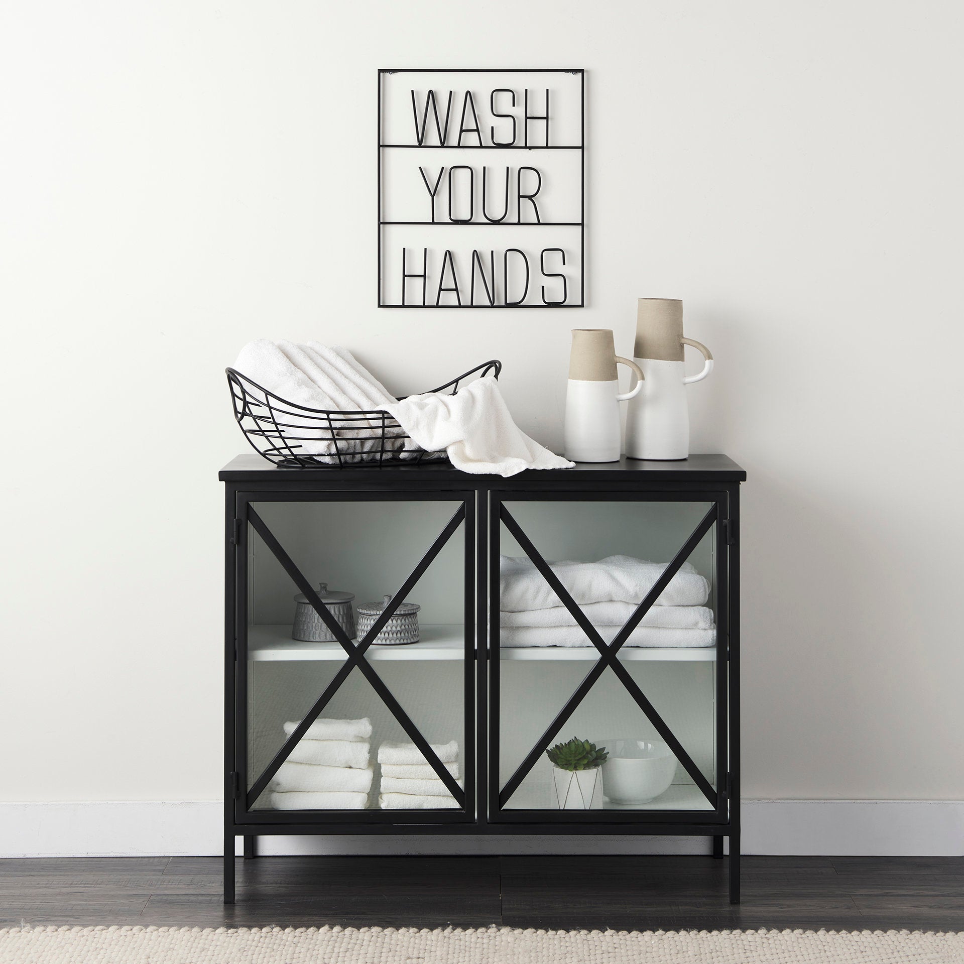 Playful Sign Wall Decor Black Metal | Wash Your Hands - alternative-wall-decor