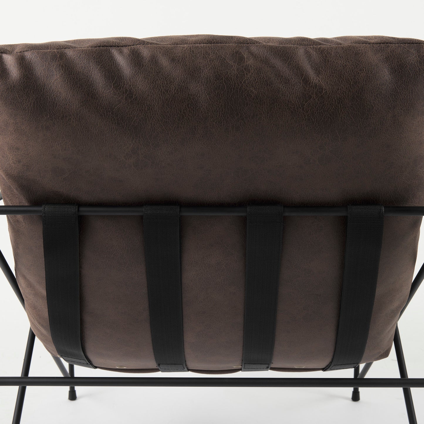 Leonidas Leather Accent Chair Brown Faux Leather | Black Metal - accent-chairs