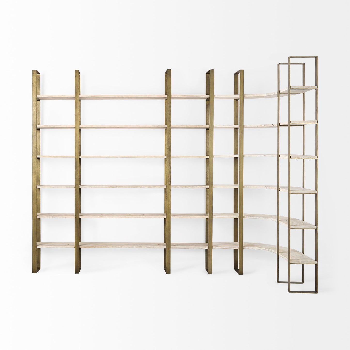 Taunton Shelving Unit Light Brown Wood | Gold Metal - shelving