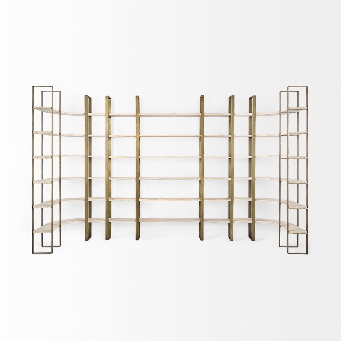 Taunton Shelving Unit Light Brown Wood | Gold Metal - shelving