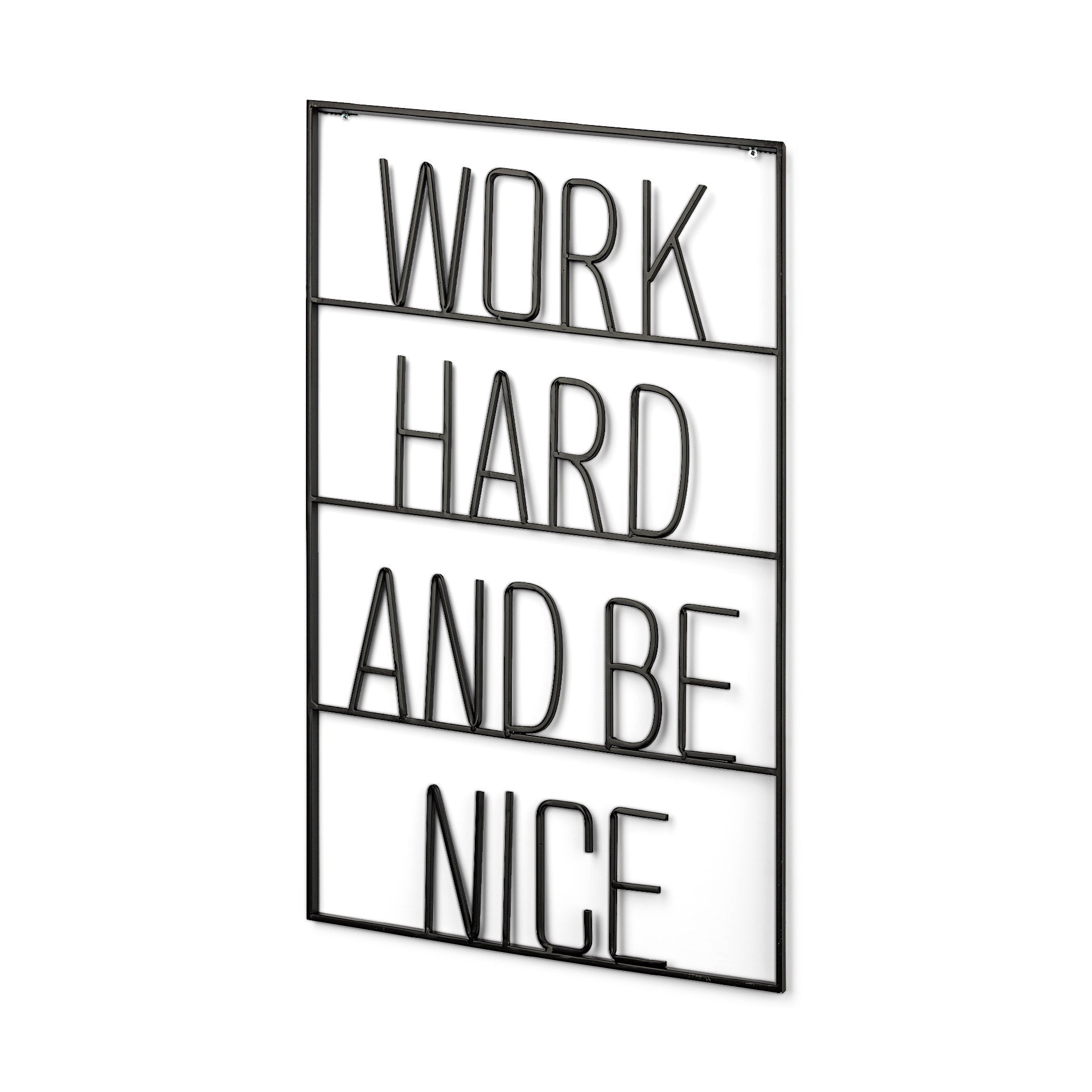 Playful Sign Wall Decor Black Metal | Work Hard - alternative-wall-decor