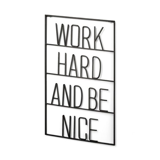 Playful Sign Wall Decor Black Metal | Work Hard - alternative-wall-decor