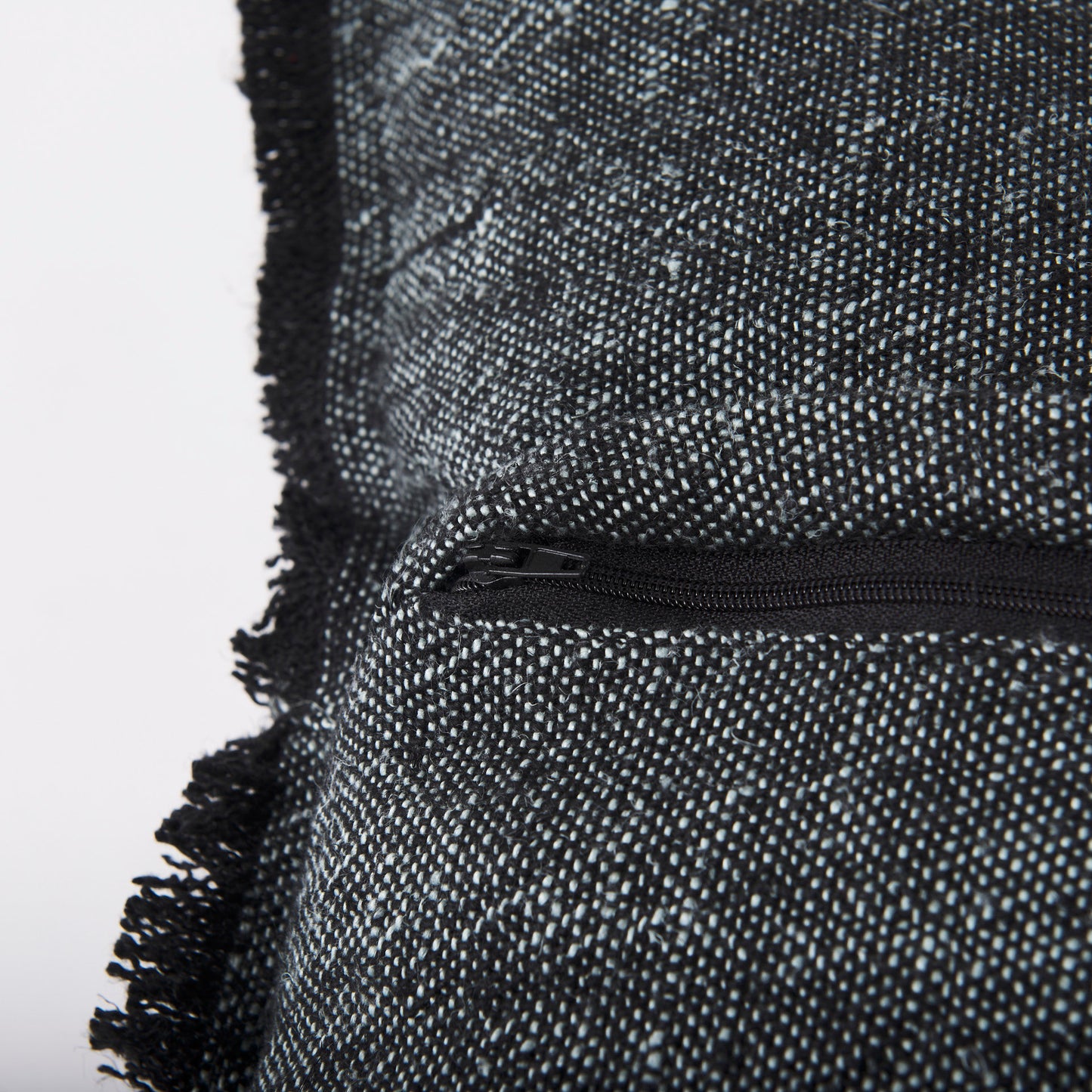 Malia 20x20 Black and Teal Fabric Fringed Pillow Cover