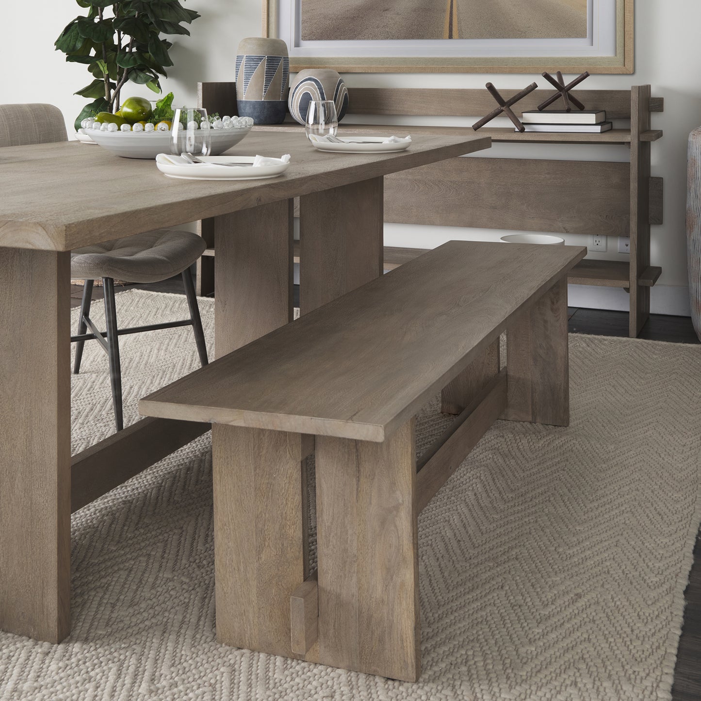Aida Bench Light Gray Wood - benches