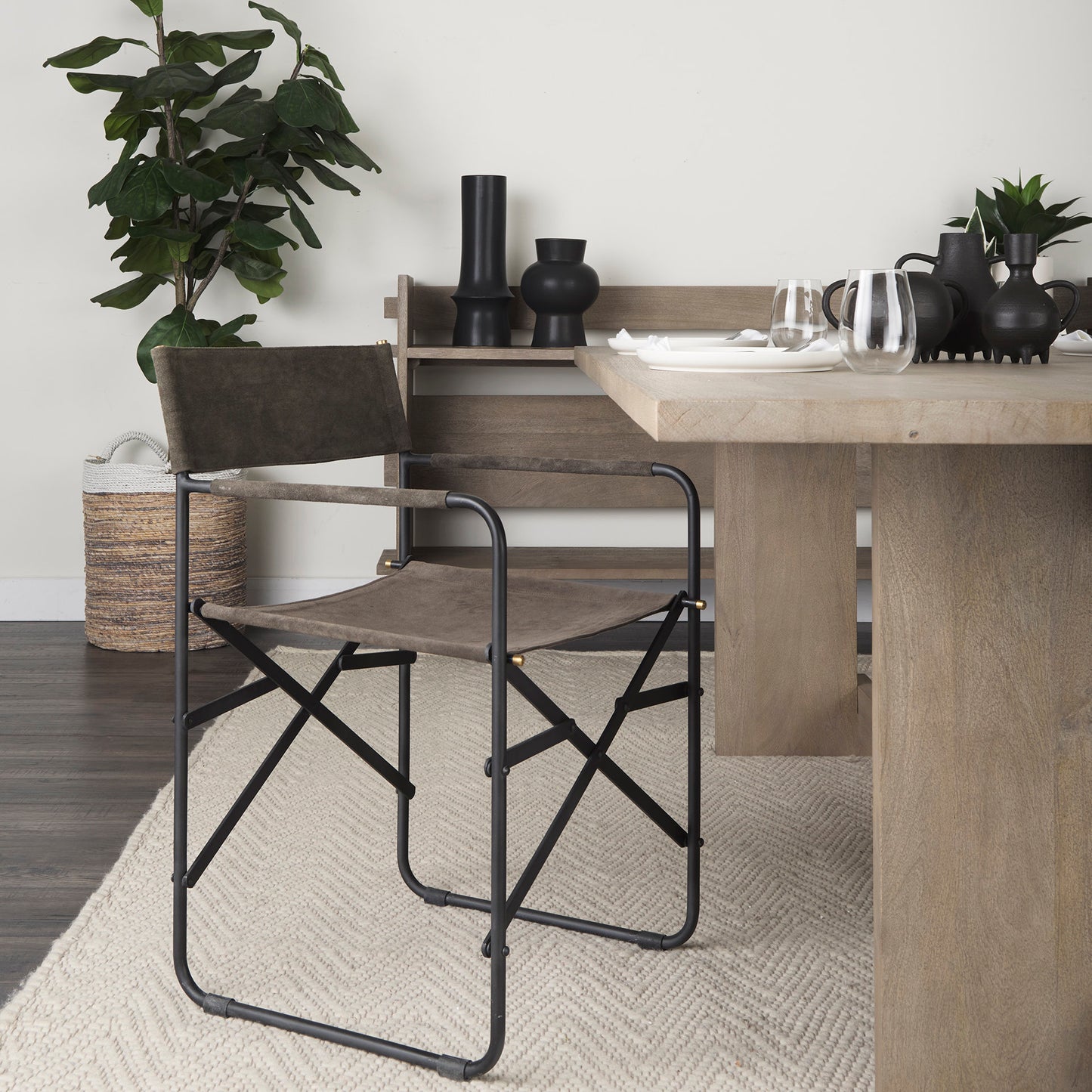 Direttore Dining Chair Brown Seude (Gray Tones) | Black Metal - dining-chairs