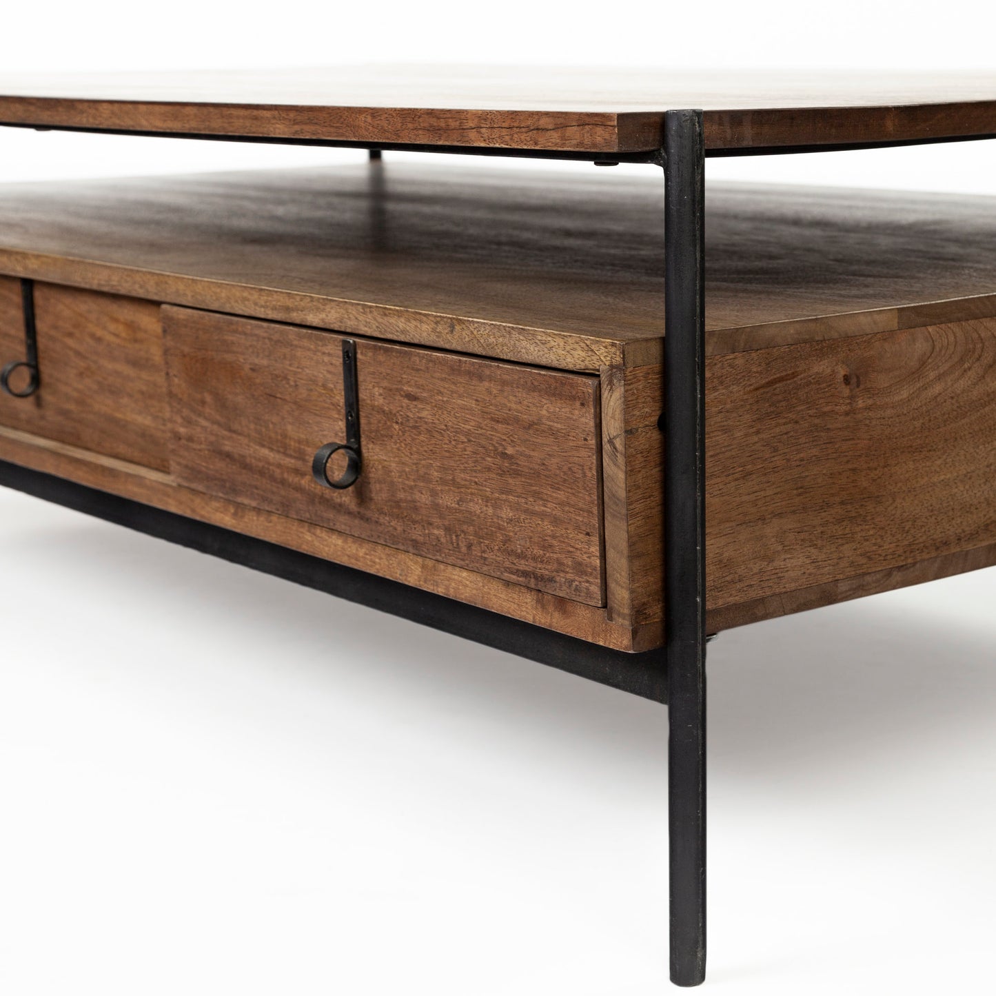 Glenn Coffee Table Brown Wood | Black Metal - coffee-tables