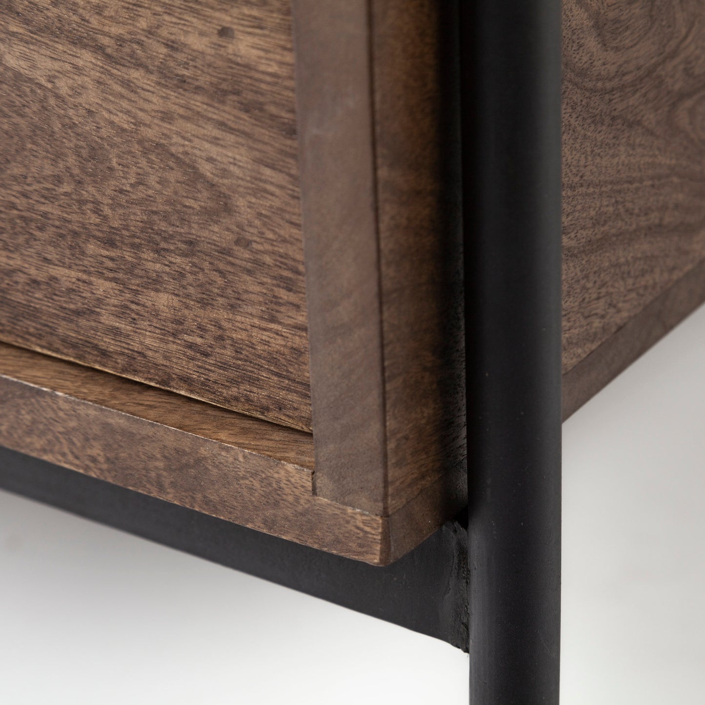 Glenn I 20L x 21W x 24H Dark Brown Wood w/ Black Iron Frame Square End/Side Table
