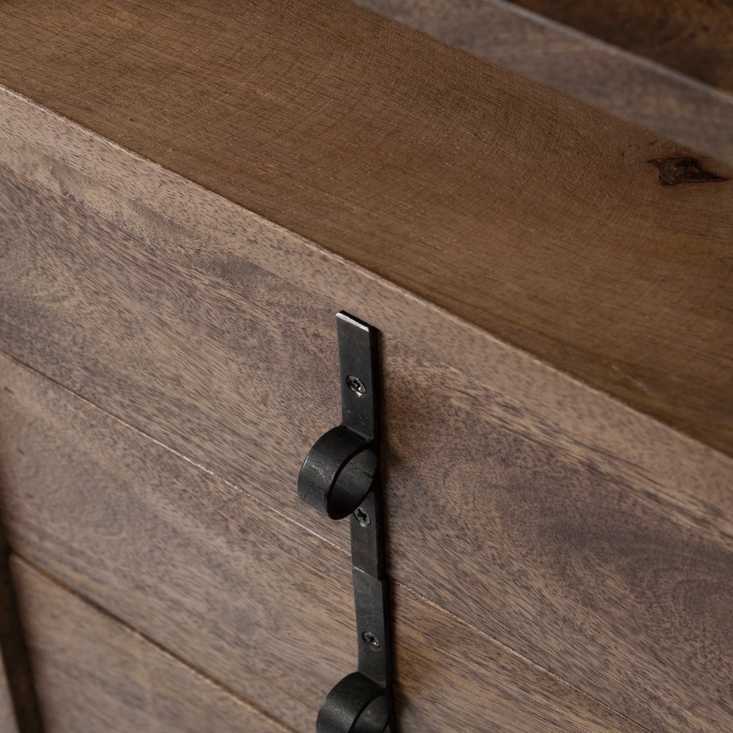 Glenn VII 56L x 22W Dark Brown Wood w/ Black Iron Frame, 3 Drawer Office Desk