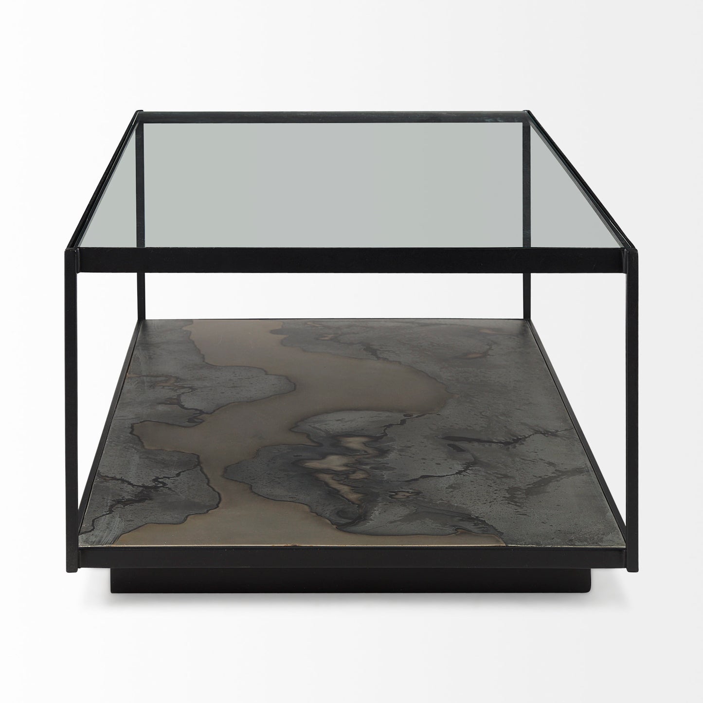 Roxdale Coffee Table Glass | Acid Wash Metal - coffee-tables