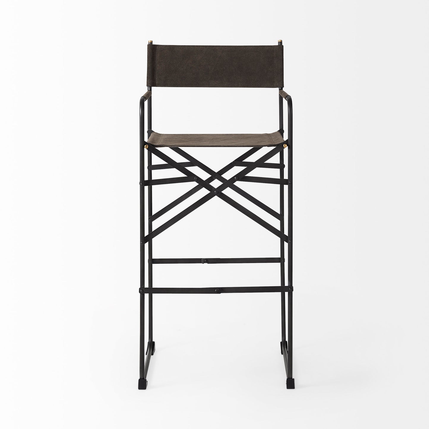 Direttore Bar Counter Stool Brown/Gray Suede | Black Metal | Bar - bar-stools