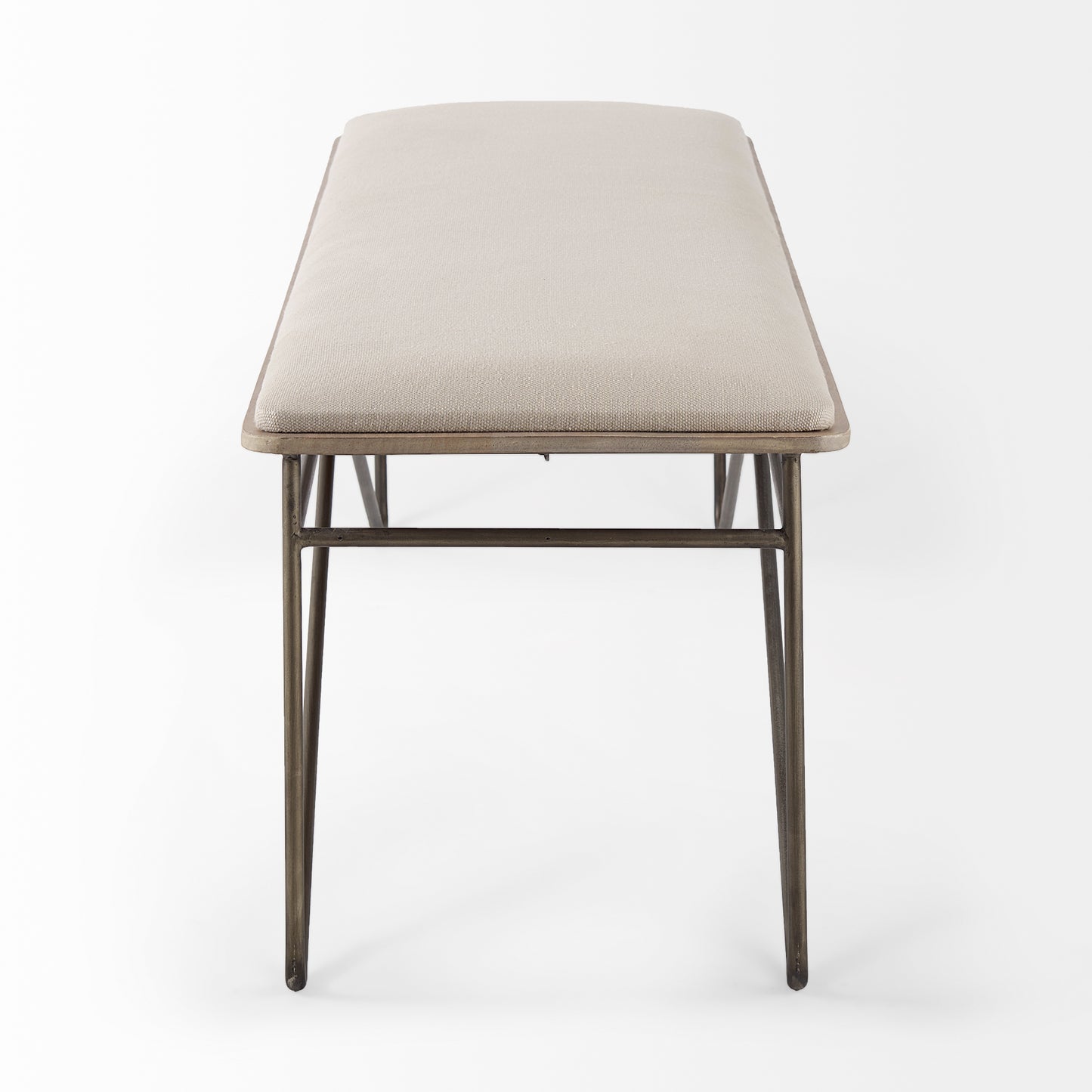 Camille Bench Cream Fabric | Antique Gold Metal - benches