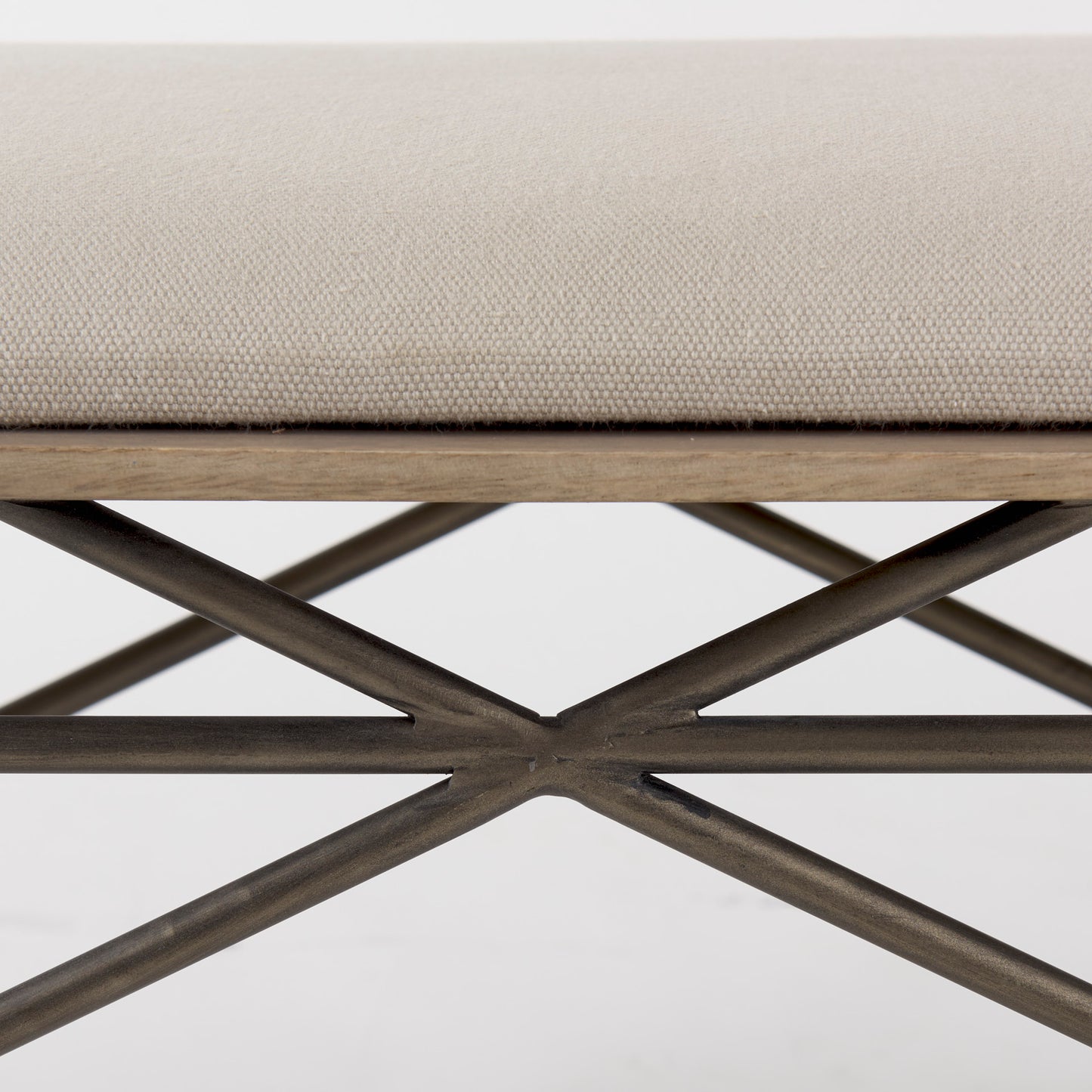 Camille Bench Cream Fabric | Antique Gold Metal - benches