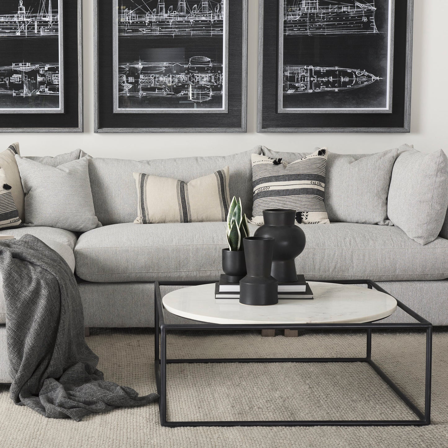 Austen Coffee Table White Marble | Black Metal - coffee-tables