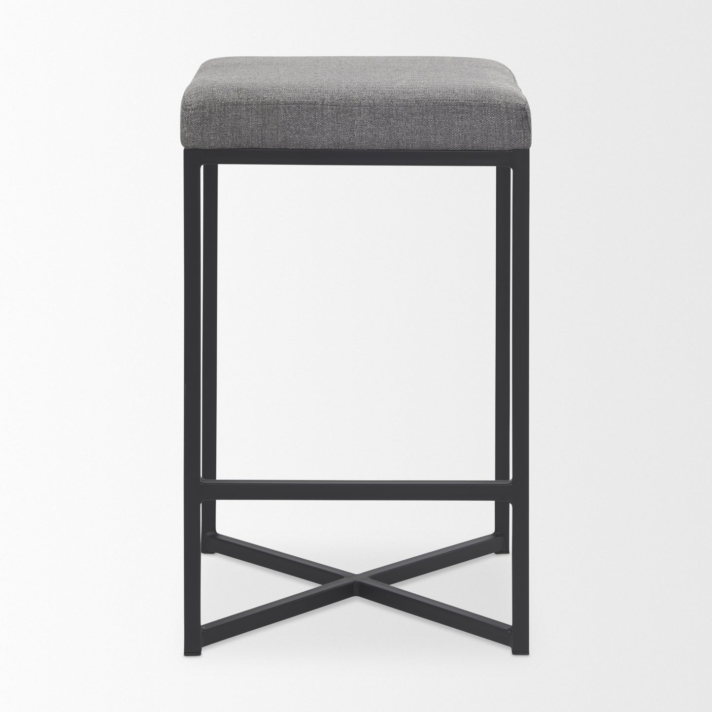 Frodo Bar Counter Stool Gray Fabric | Black Iron | Counter - bar-stools