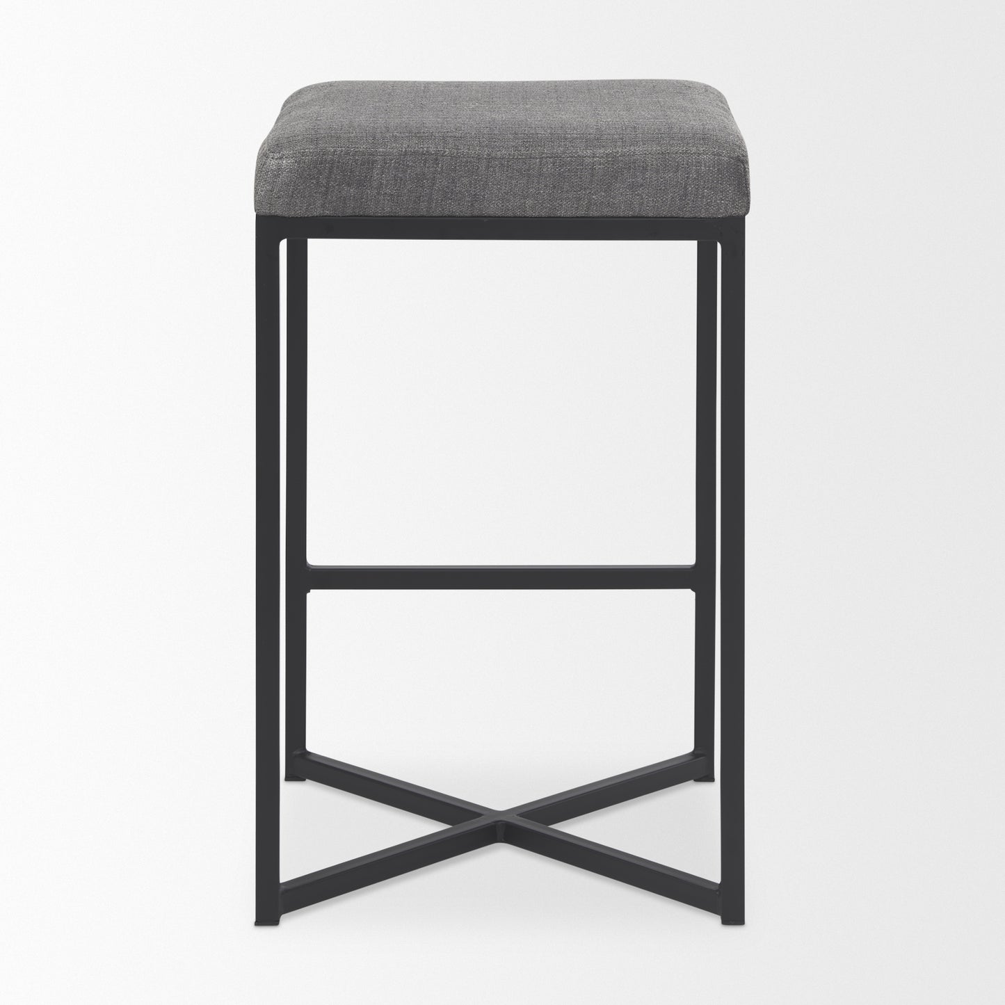 Frodo Bar Counter Stool Gray Fabric | Black Iron | Counter - bar-stools
