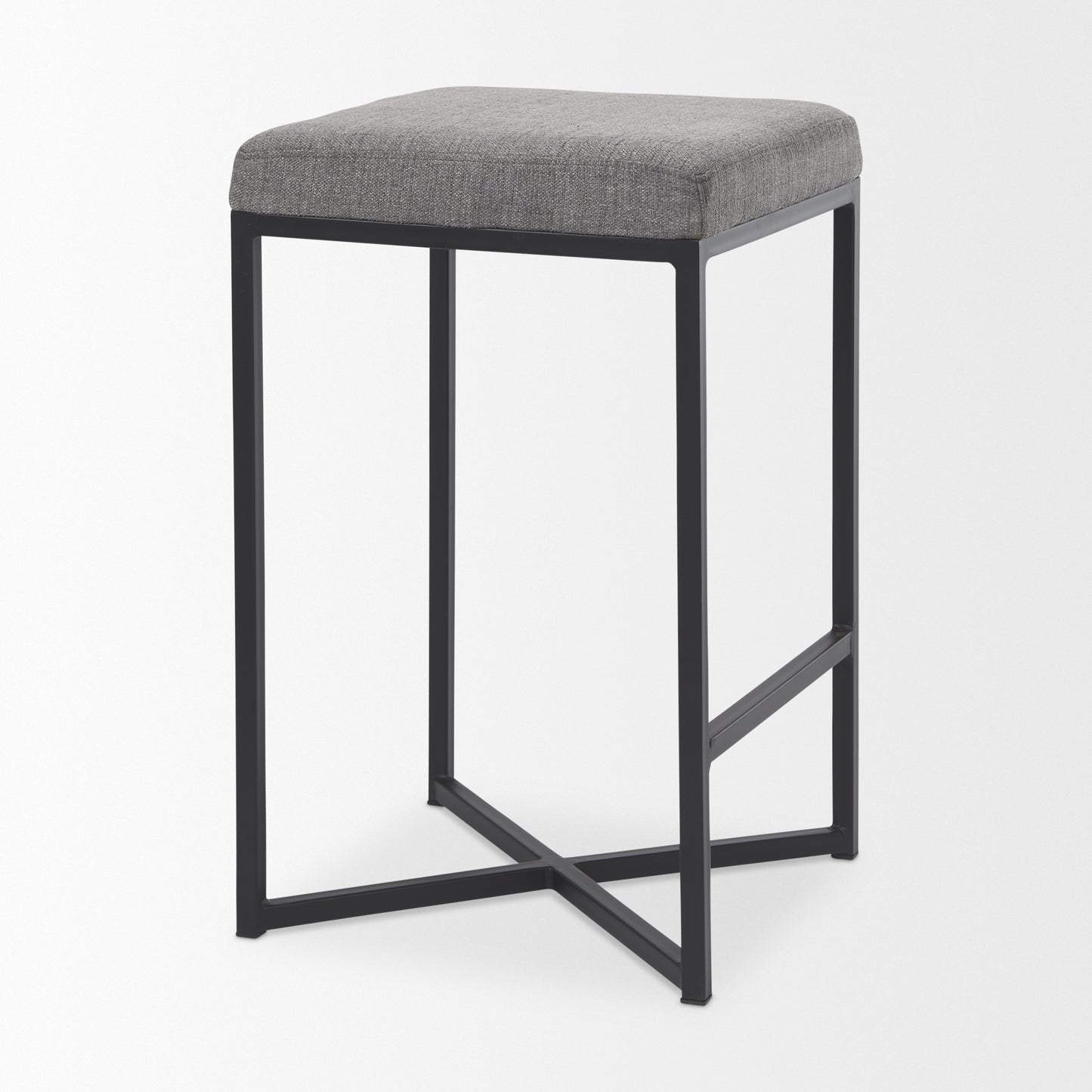 Frodo Bar Counter Stool Gray Fabric | Black Iron | Counter - bar-stools