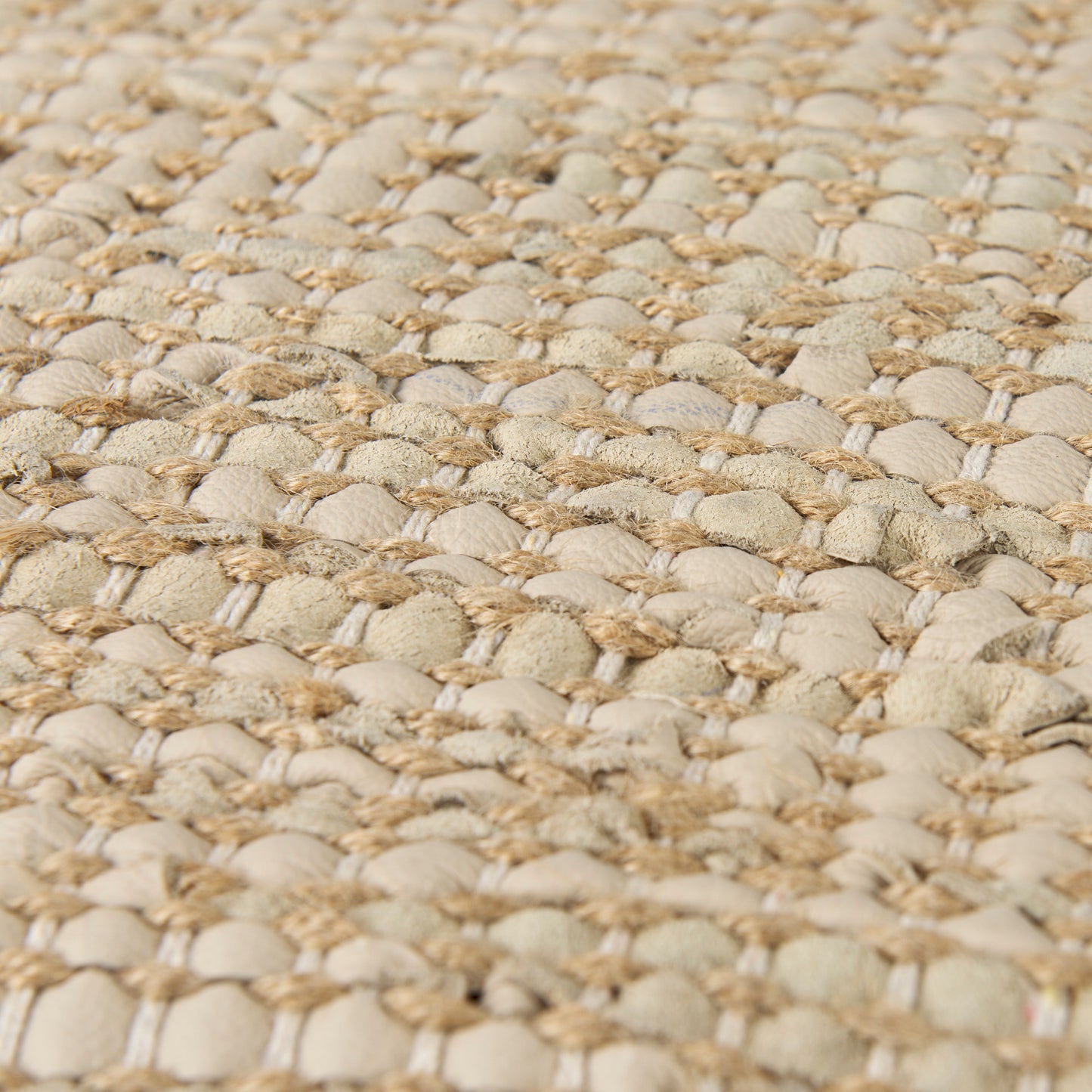 Aalia Pouf Beige Leather & Jute - poufs