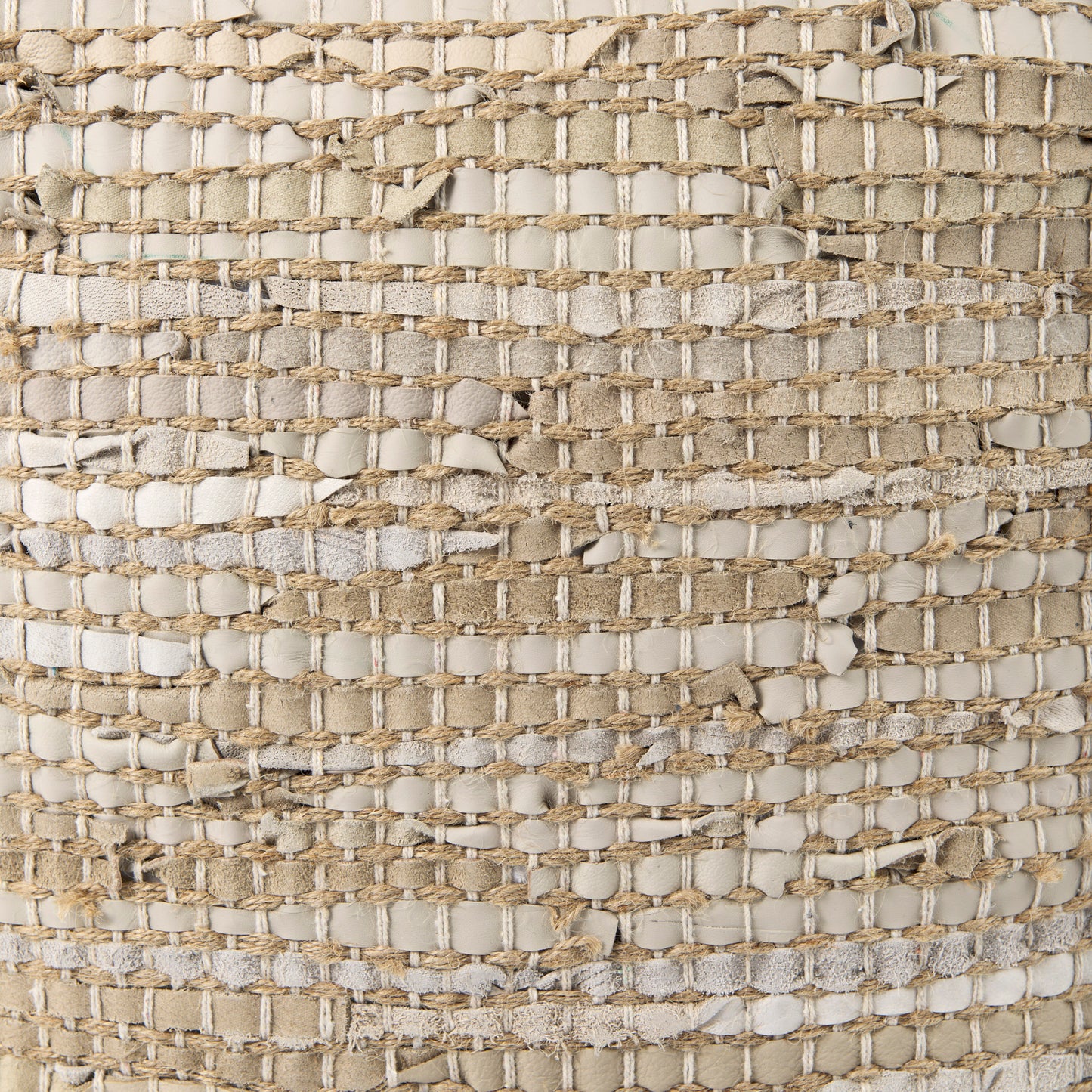 Aalia Pouf Beige Leather & Jute - poufs