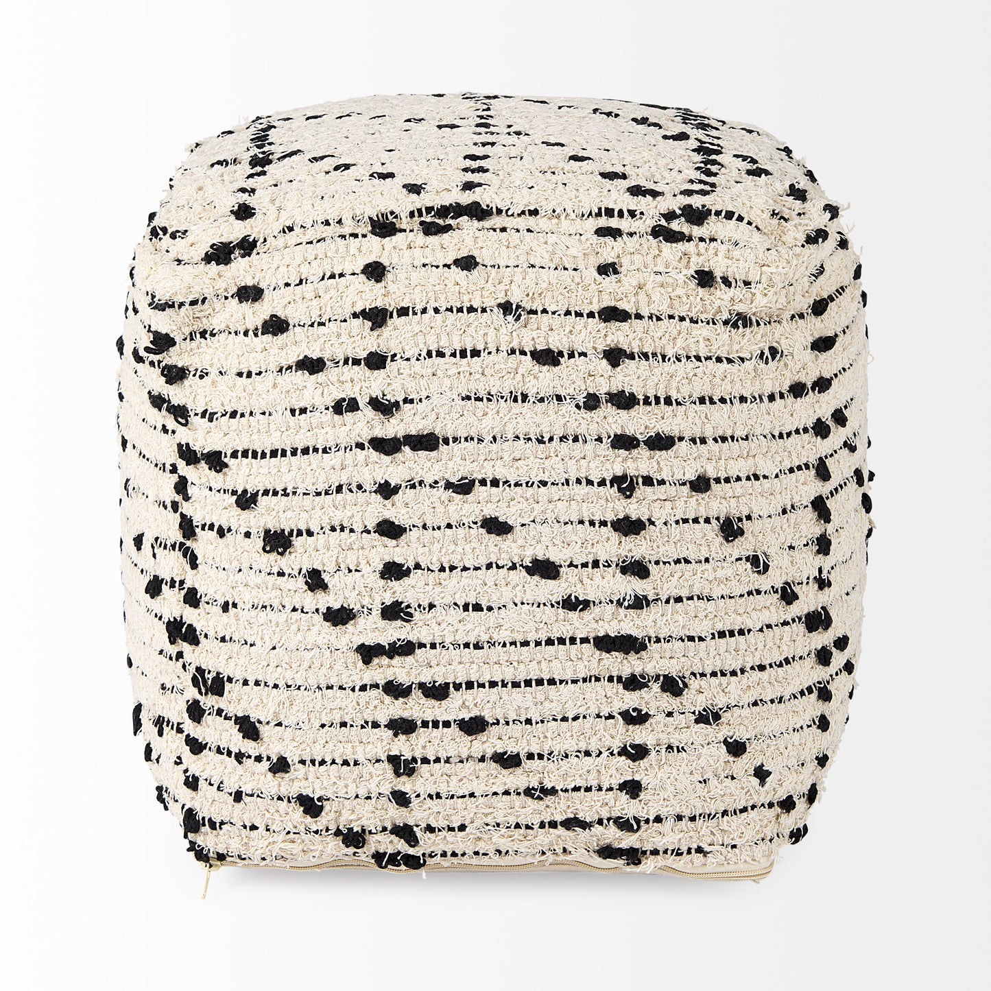 Aaohi Pouf Cream/Black Cotton - poufs