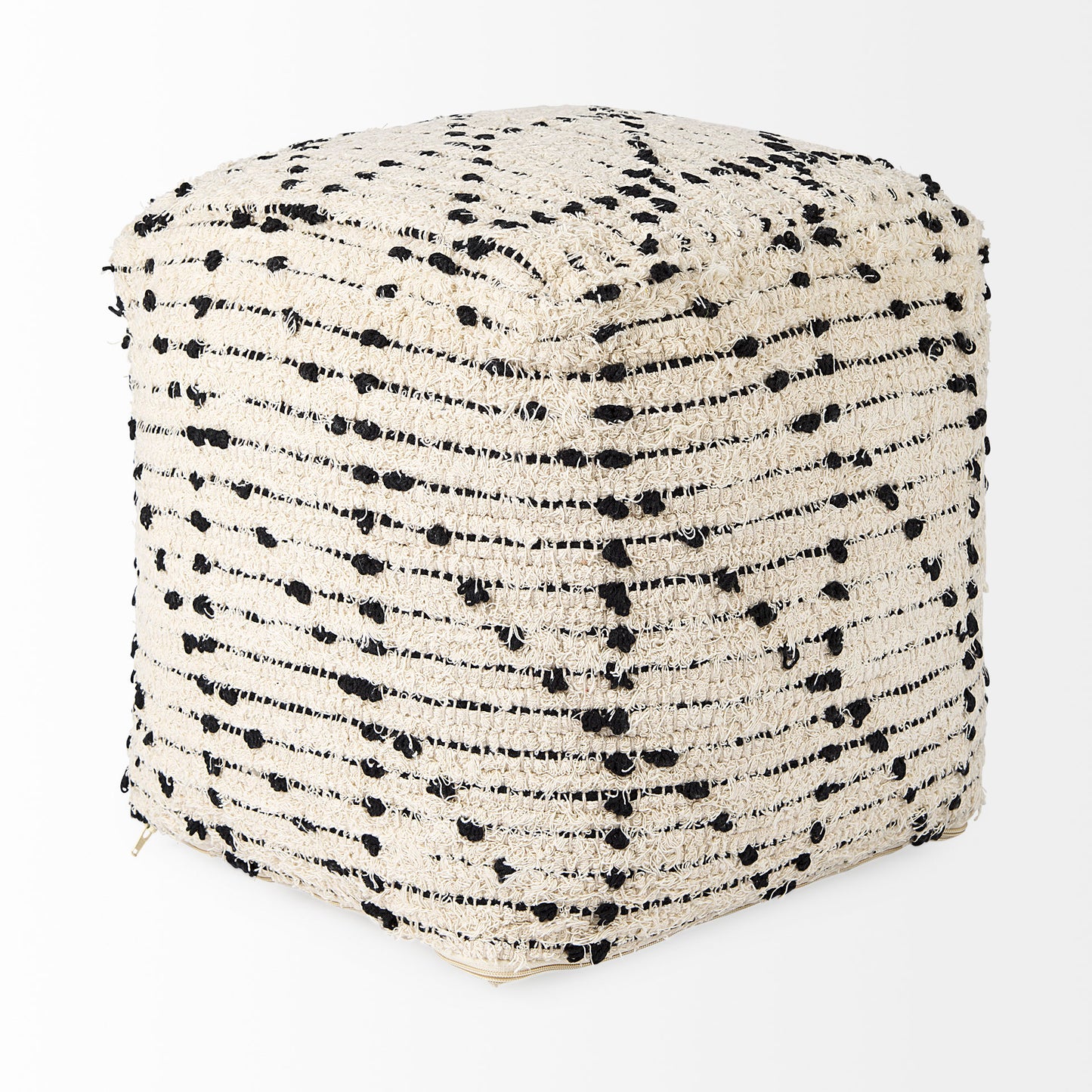 Aaohi Pouf Cream/Black Cotton - poufs
