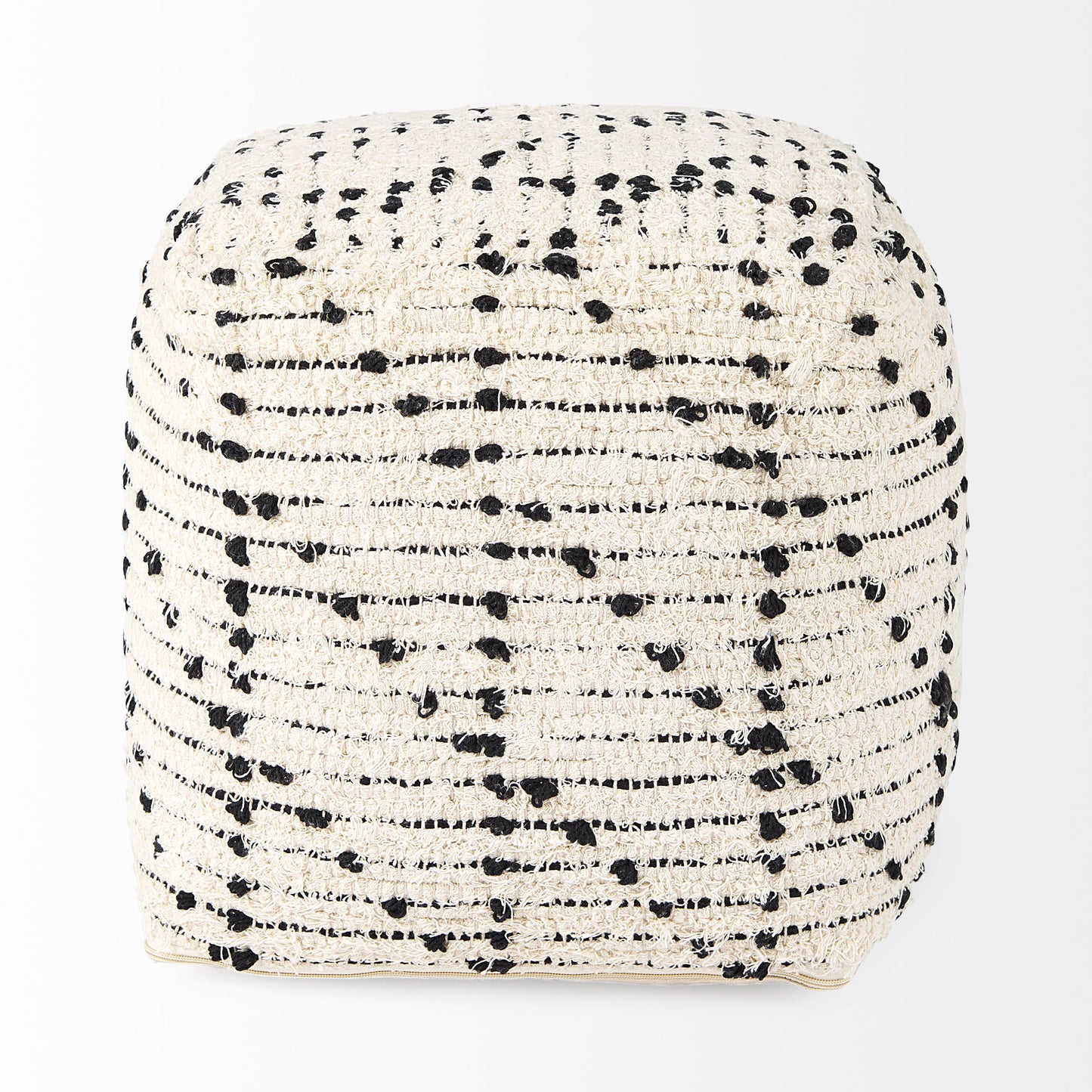 Aaohi Pouf Cream/Black Cotton - poufs