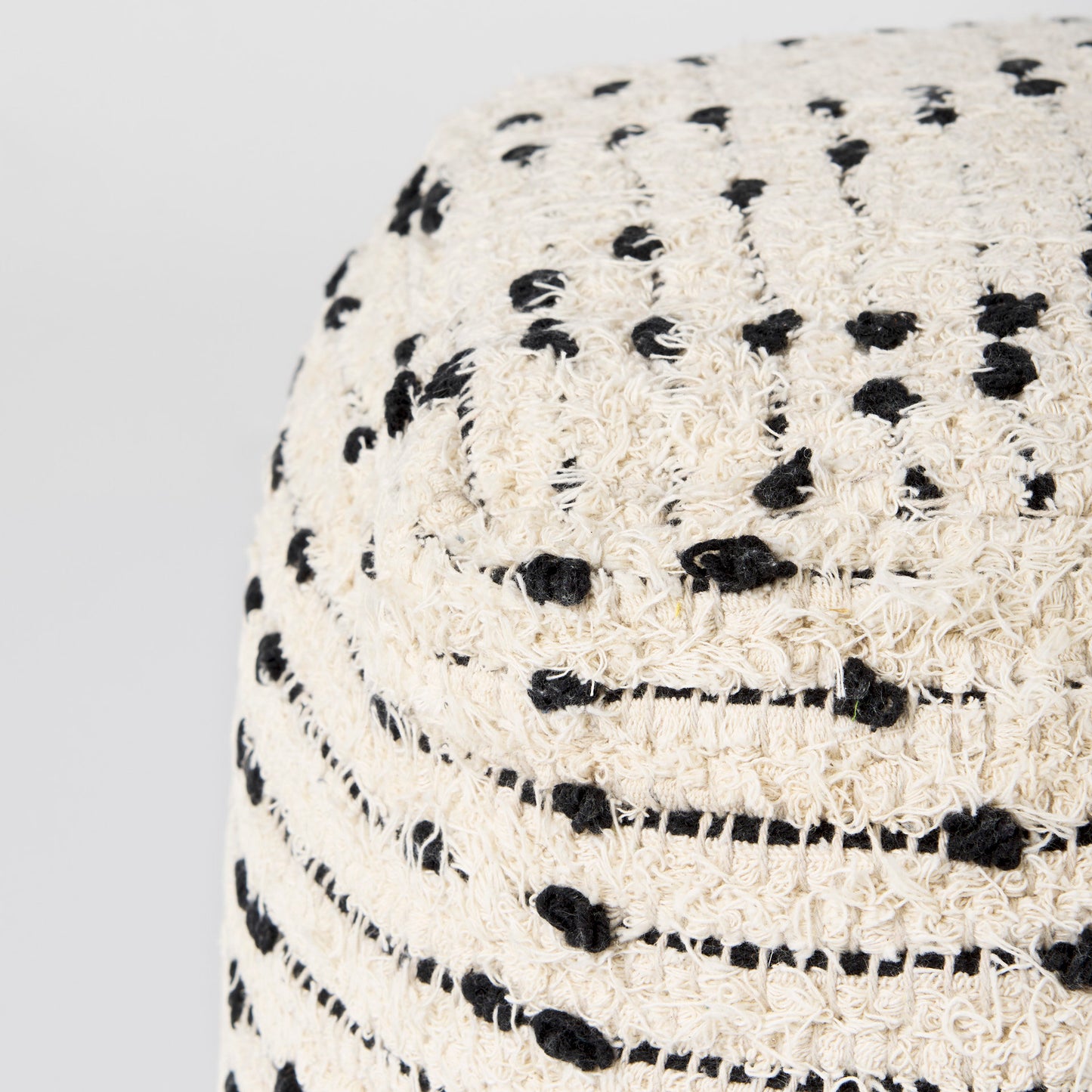 Aaohi Pouf Cream/Black Cotton - poufs