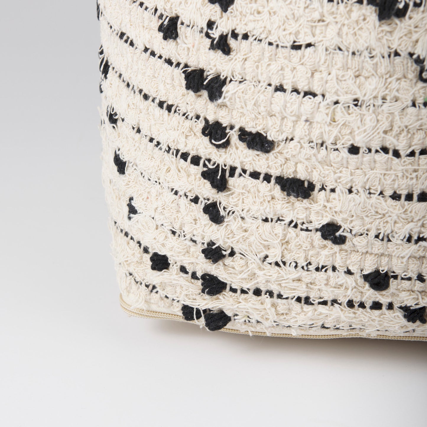 Aaohi Pouf Cream/Black Cotton - poufs