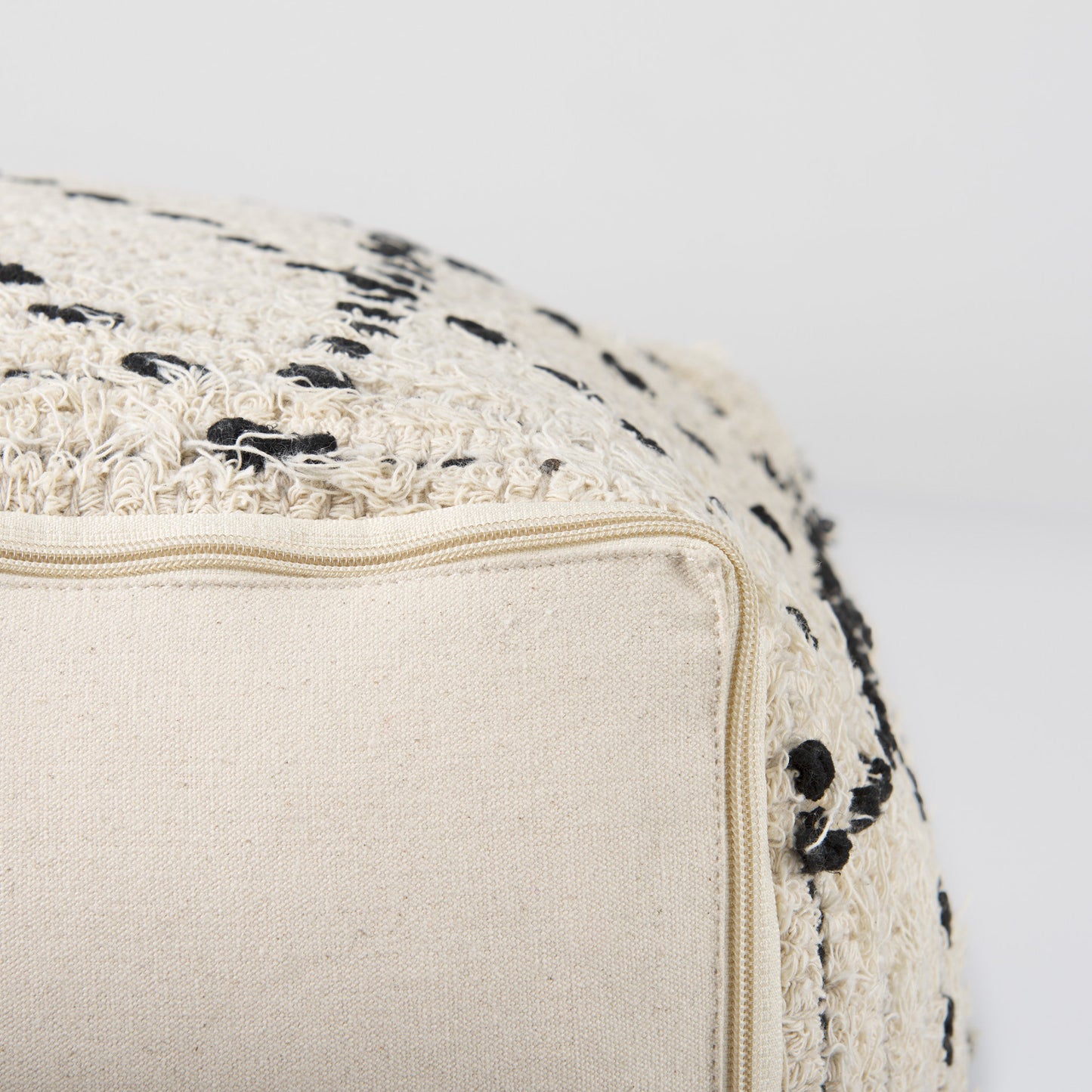 Aaohi Pouf Cream/Black Cotton - poufs
