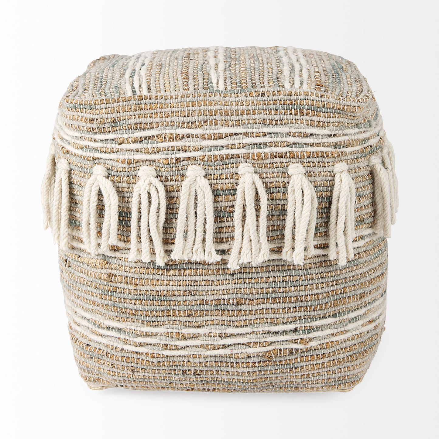 Avni Pouf Cream/Brown | Hemp/Wool - poufs