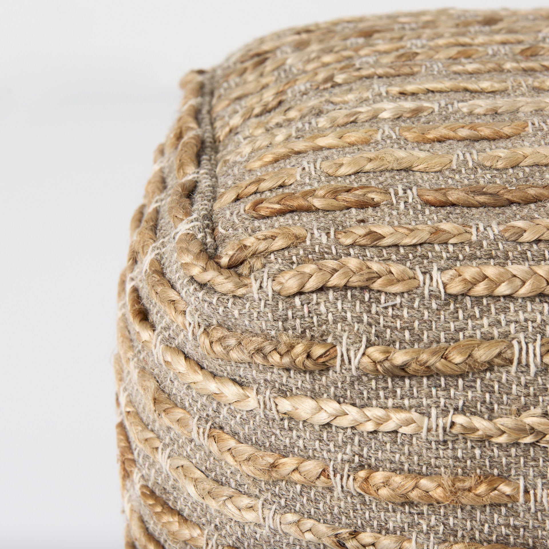 Binita Pouf Gray/Brown | Hemp/Wool/Cotton - poufs