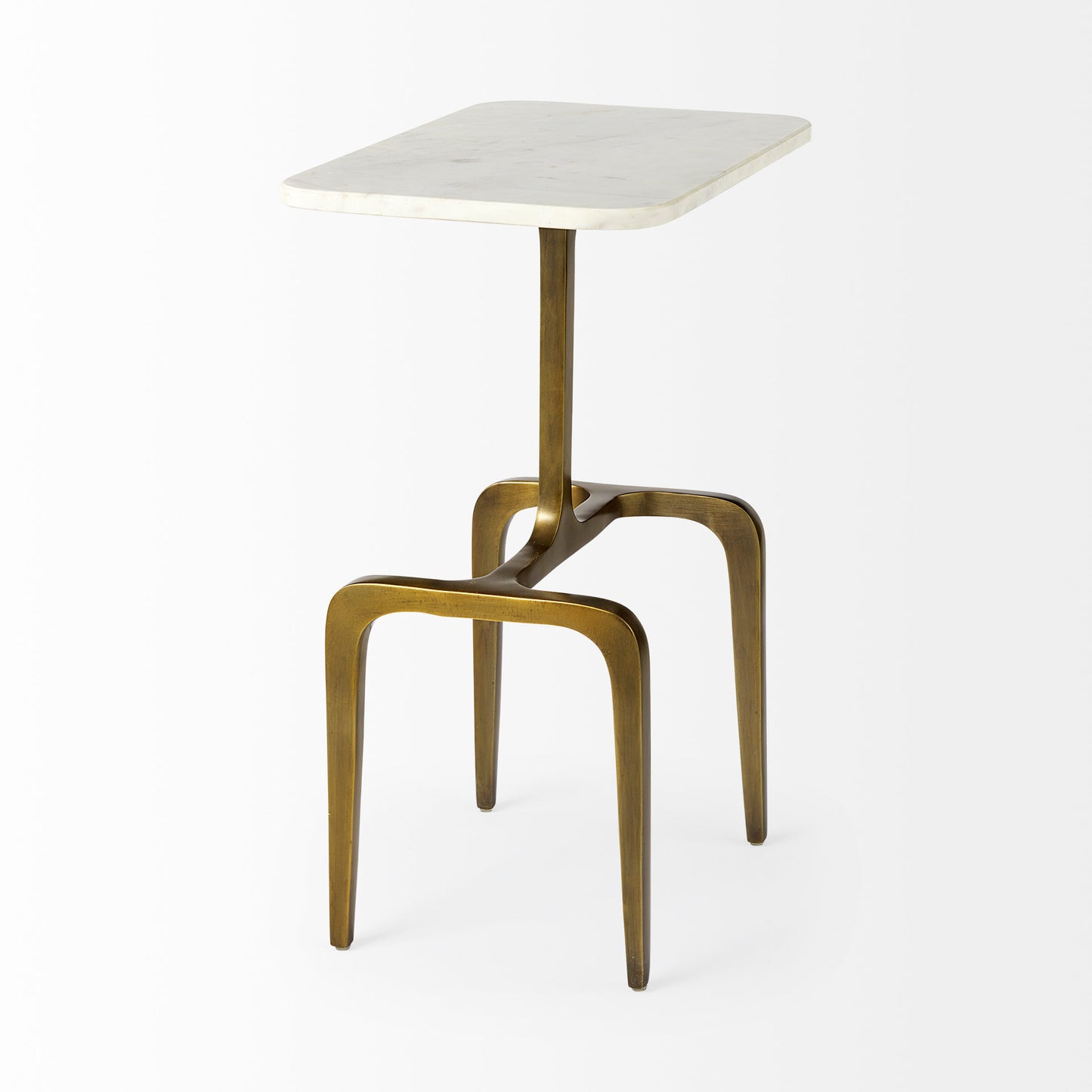 Preston Accent Table White Marble | Gold Metal - accent-tables