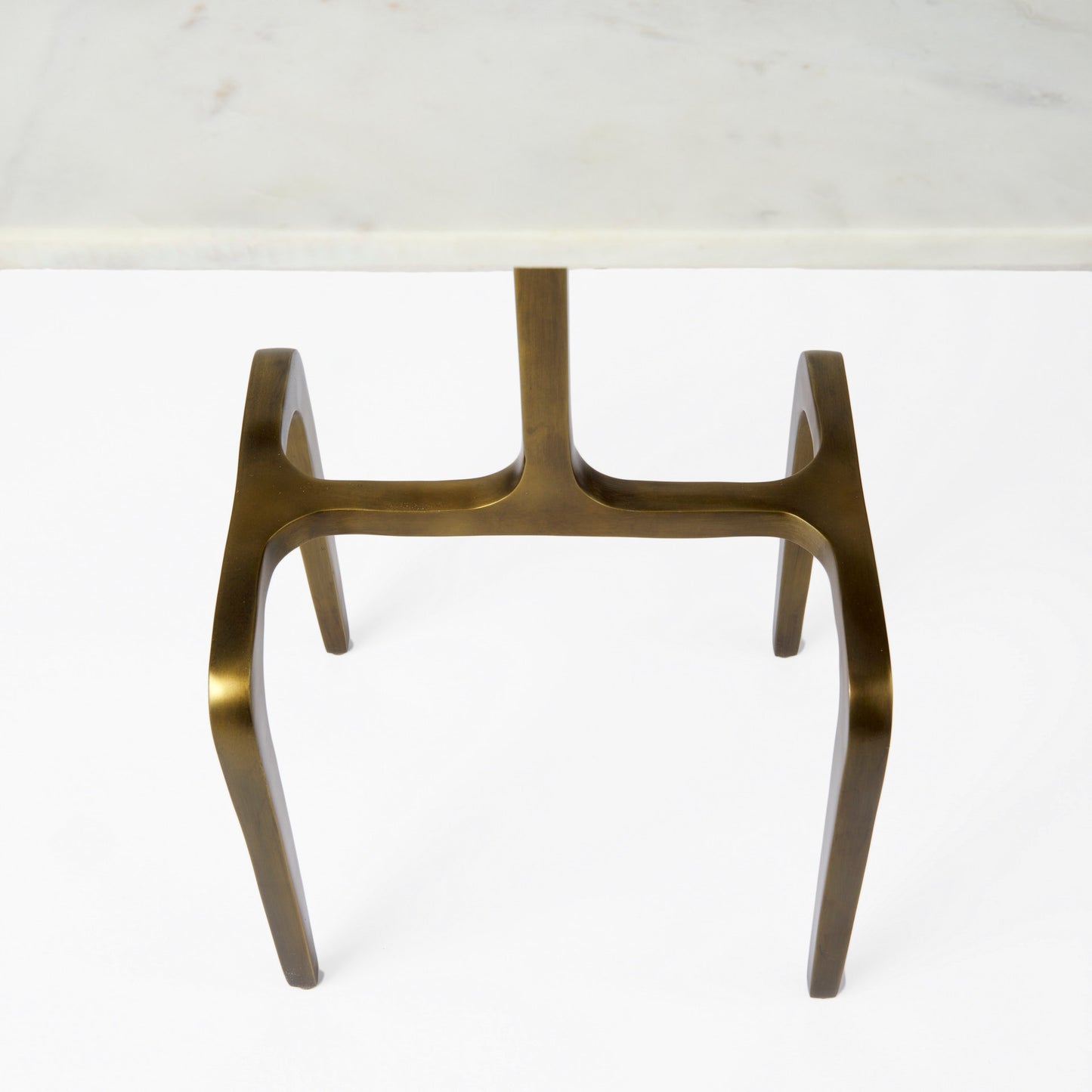 Preston 17.3L x 11.3W x 22.8H White Marble Top W/Gold Metal Accent Table