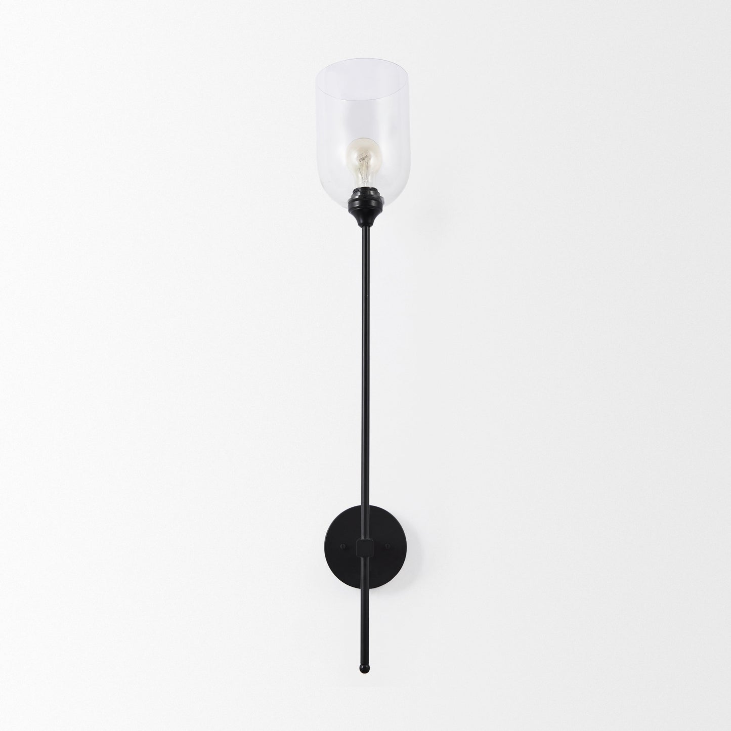 Clyde Wall Sconce Black Metal | Glass Globe - wall-fixtures