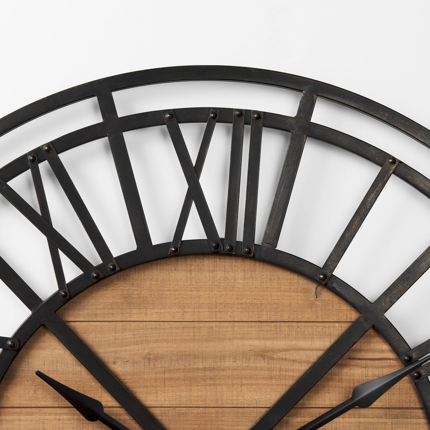 Lewiston Wall Clock Brown Wood | Black Metal | 42.1’’ - wall-clocks