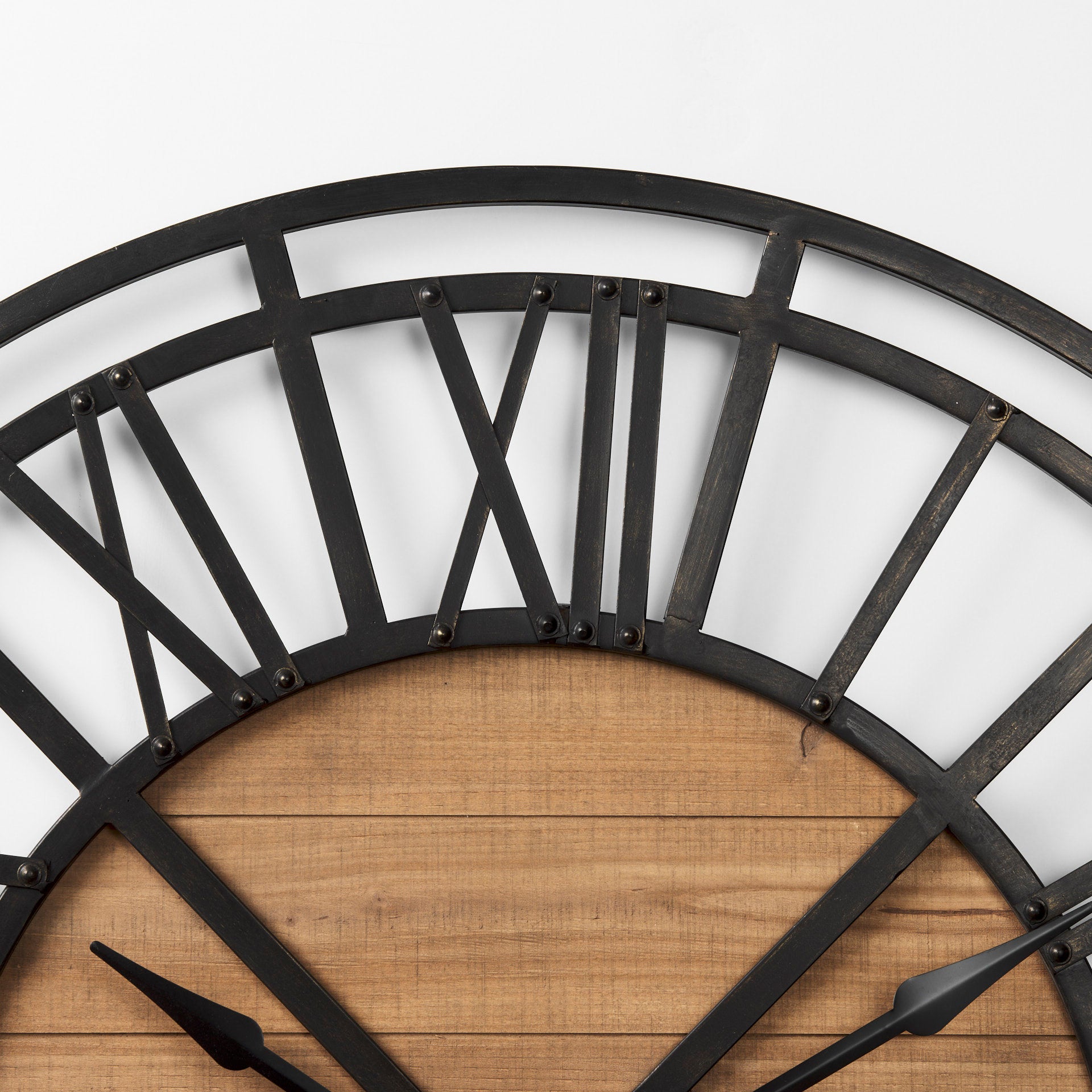 Lewiston Wall Clock Brown Wood | Black Metal | 42.1’’ - wall-clocks