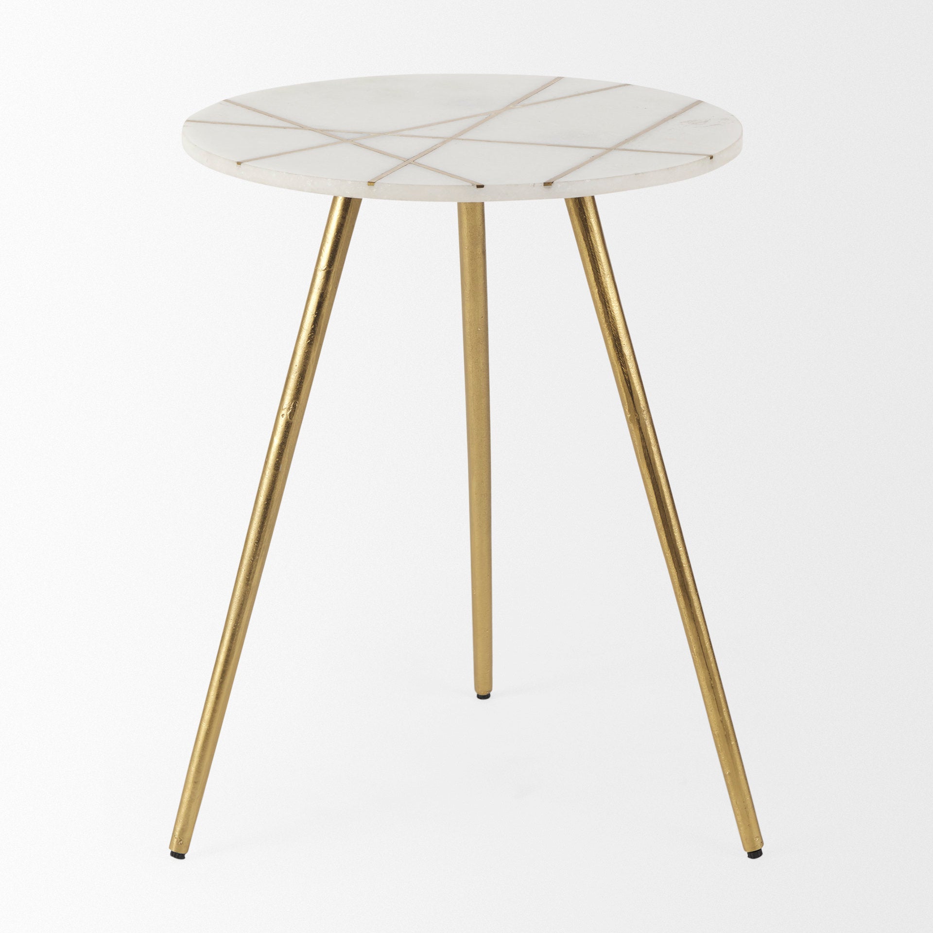 Vivienne Accent Table Series White Marble | Gold Metal | 23.0H - accent-tables