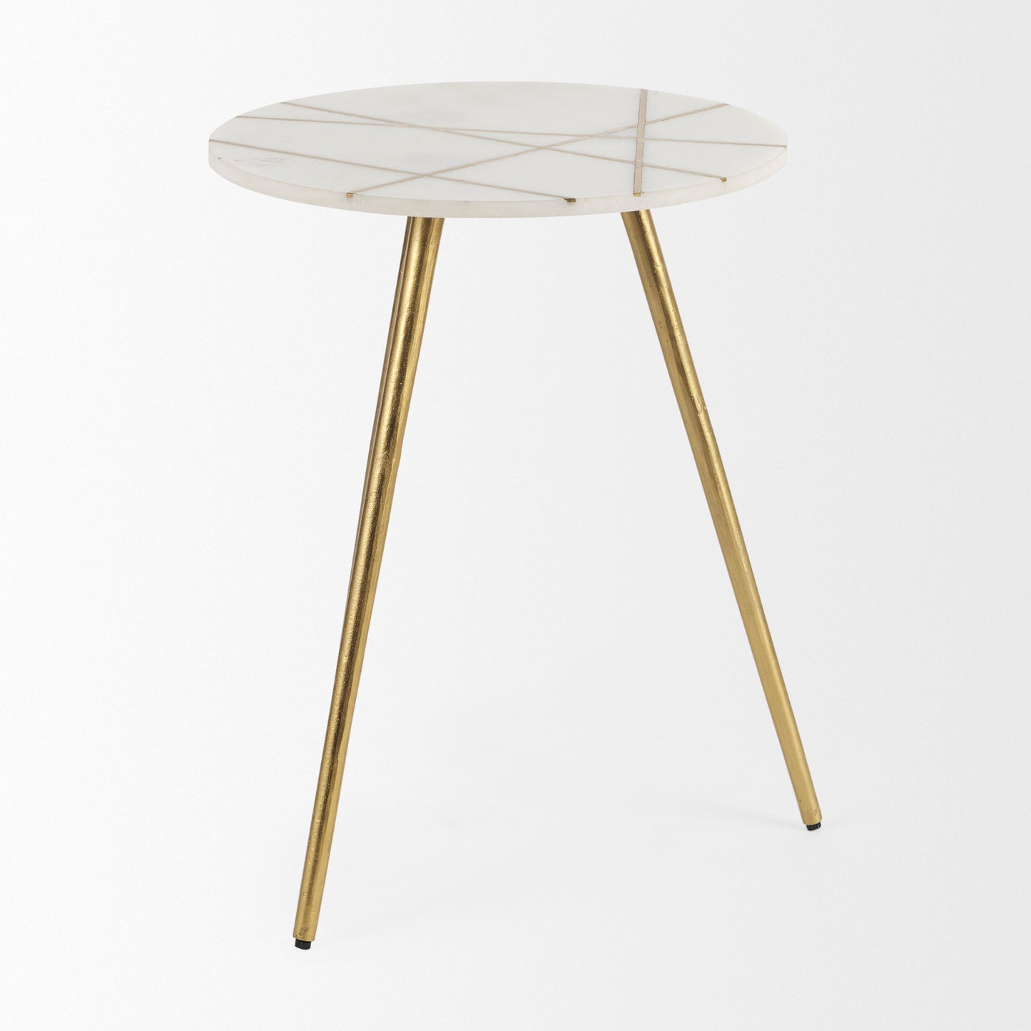 Vivienne Accent Table Series White Marble | Gold Metal | 23.0H - accent-tables